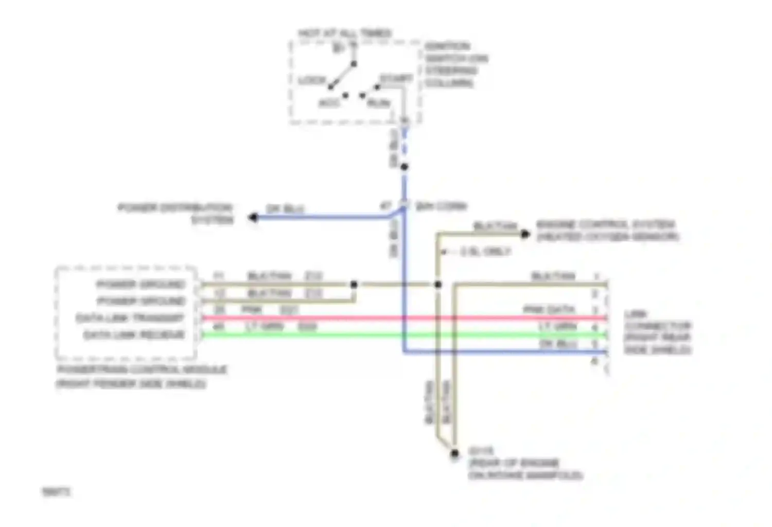 Wiring diagram power distribution system for Dodge Dakota  (1989-1994) (1 of 5)