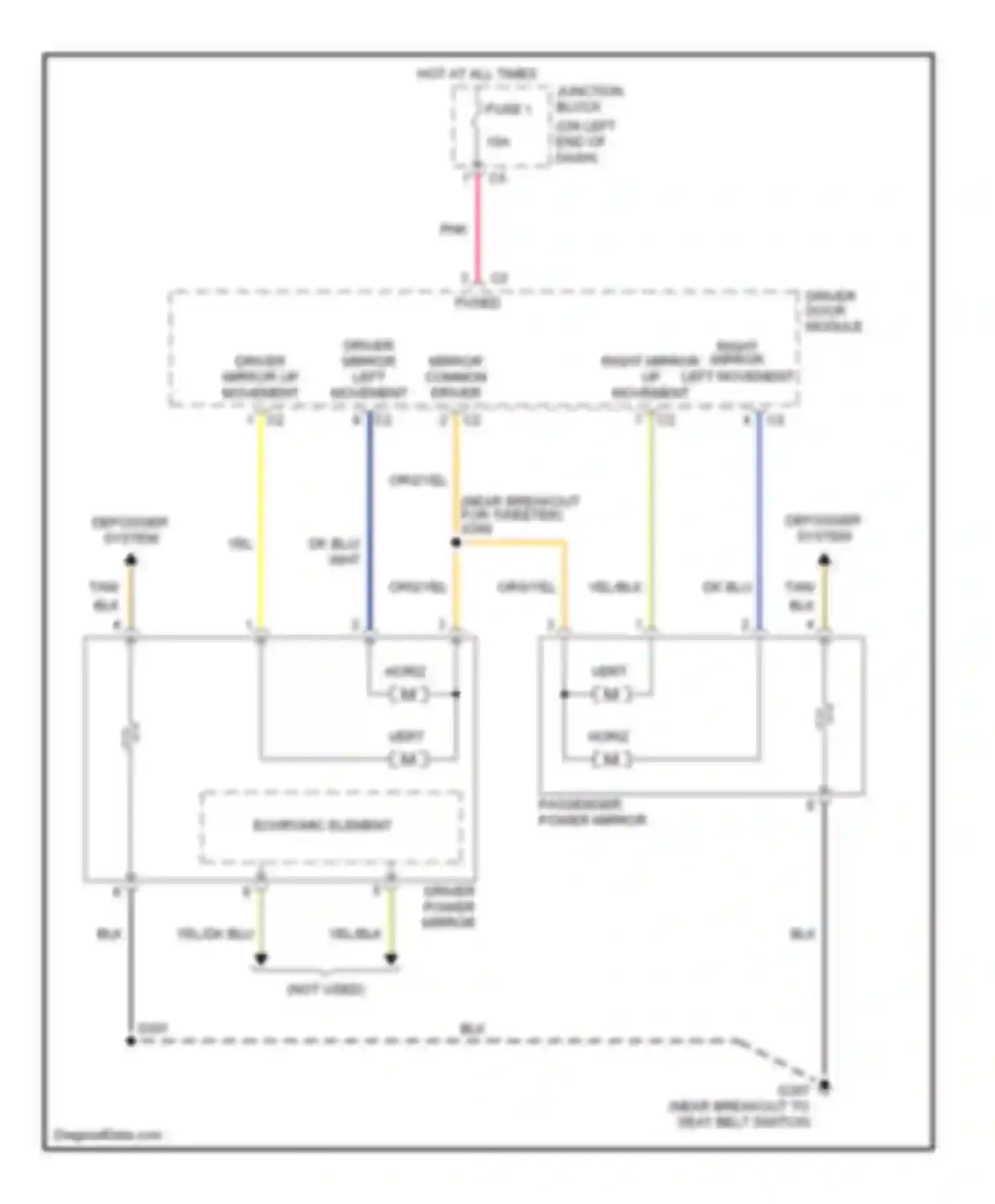 Dakota Dodge II (1997-2004): Power mirror circuit