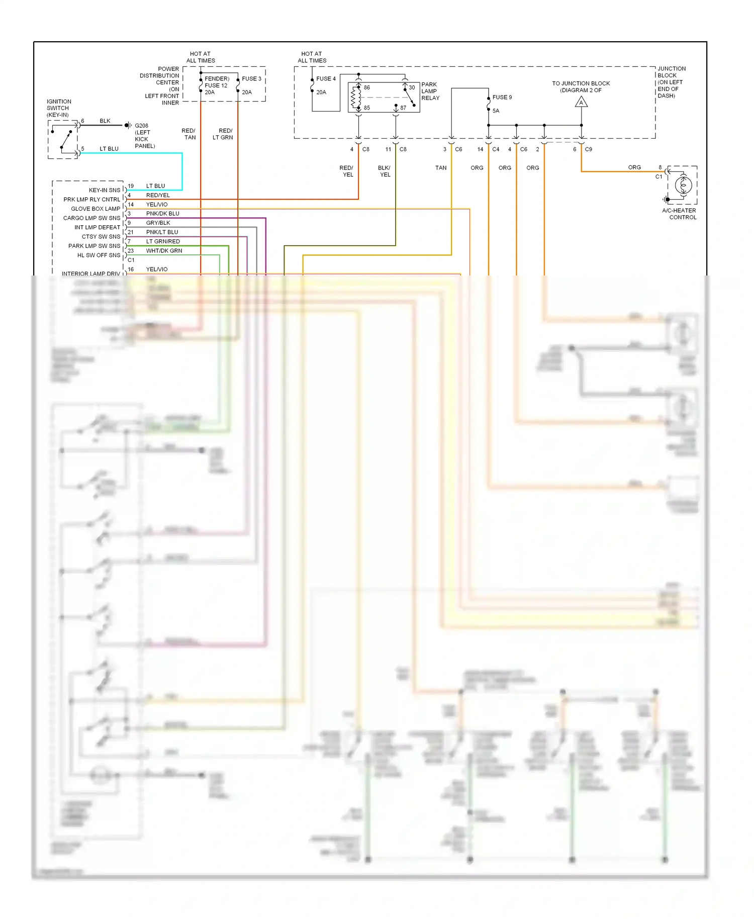 Dodge Dakota II (1997-2004) central timer module (behind left kick panel) wiring diagram  (1 of 1)
