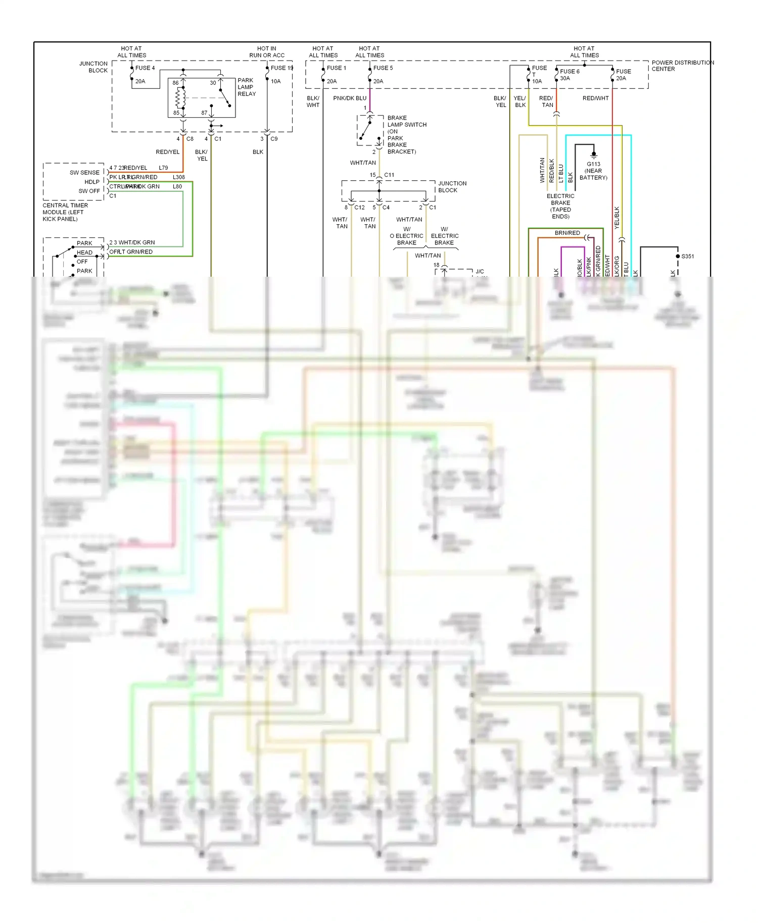 Dodge Dakota II (1997-2004) central timer module (left kick panel) wiring diagram  (3 of 7)