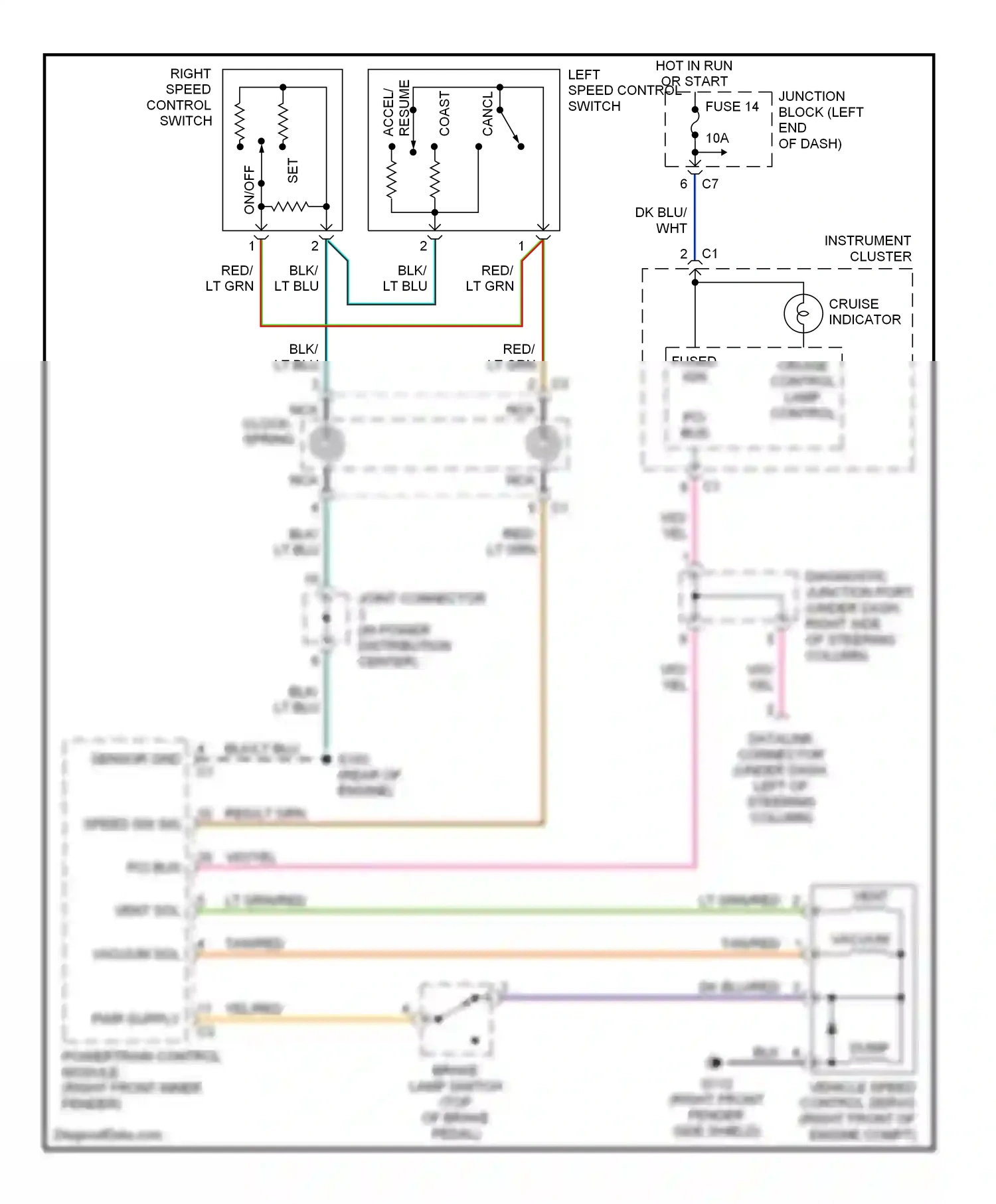 Dodge Dakota II (1997-2004) clock- spring wiring diagram  (1 of 3)
