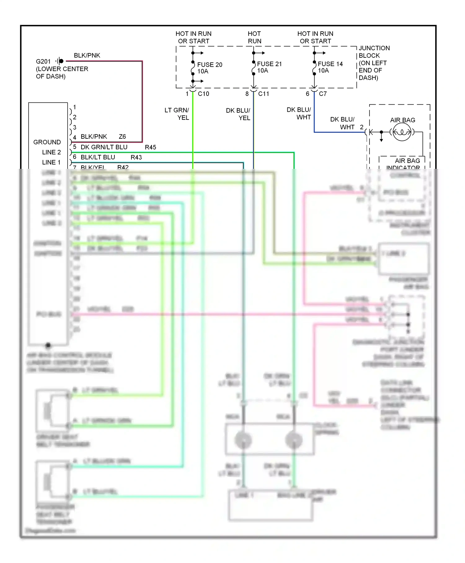 Dodge Dakota II (1997-2004) clock- spring wiring diagram  (3 of 3)