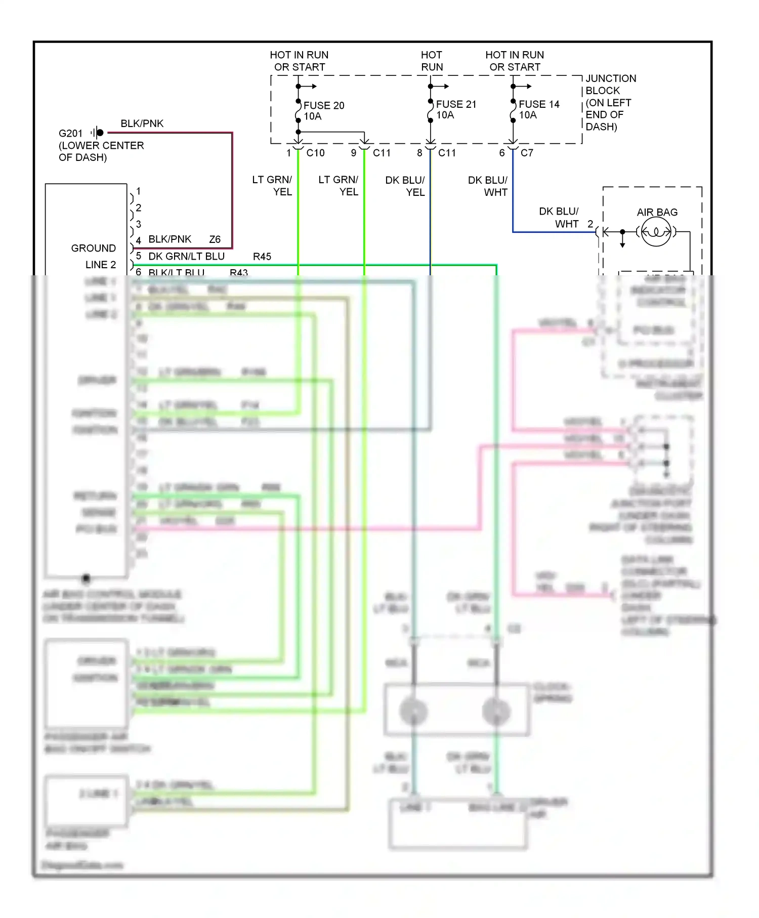 Dodge Dakota II (1997-2004) clock- spring wiring diagram  (2 of 3)
