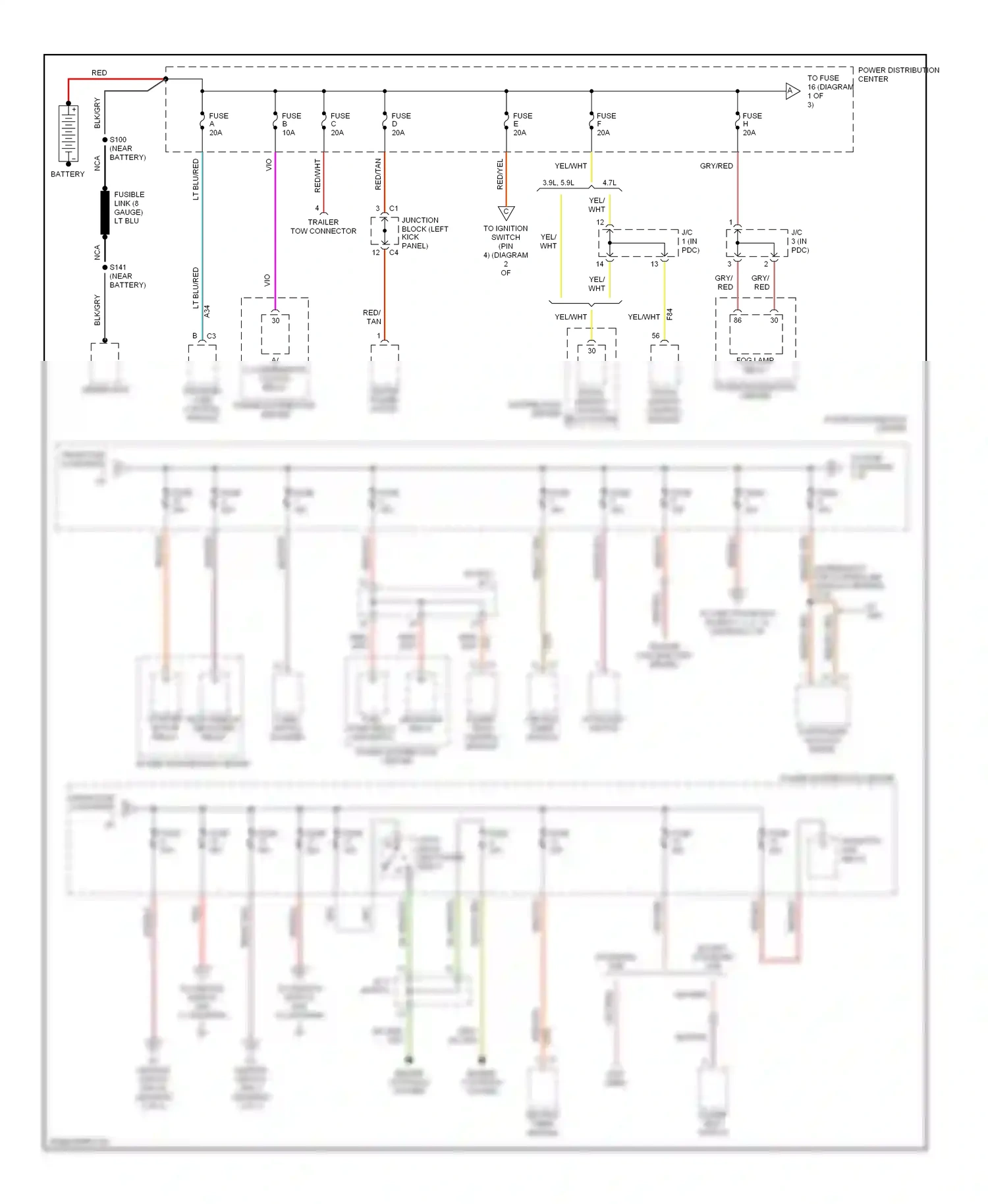 Dodge Dakota II (1997-2004) engine controls system wiring diagram  (4 of 4)