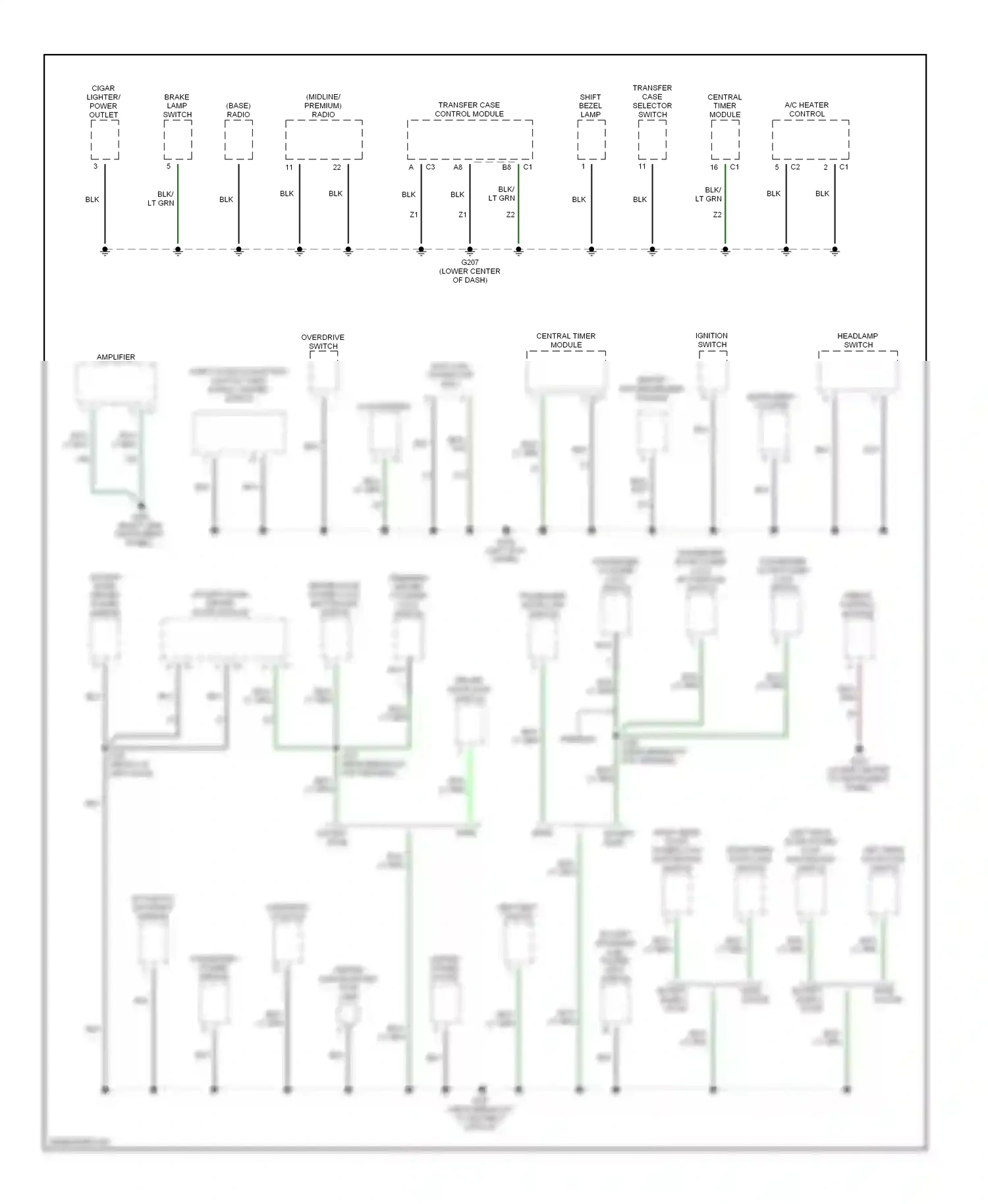 Dodge Dakota II (1997-2004) transfer case control module wiring diagram  (1 of 2)