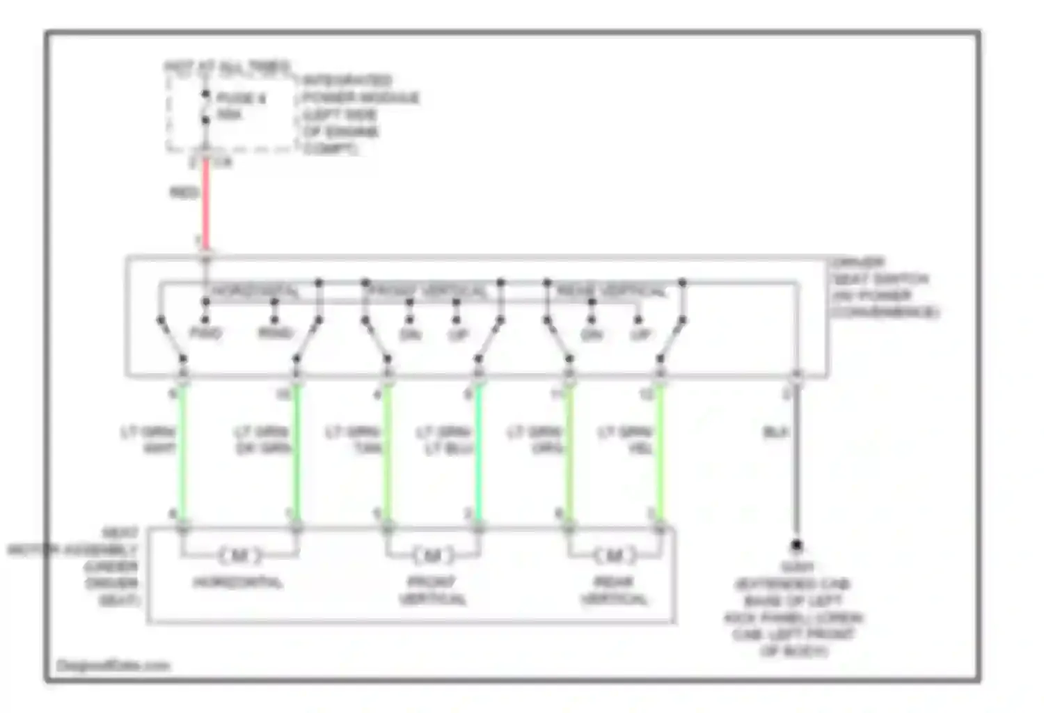 Dakota Dodge III facelift (2007-2011): Driver power seat circuit