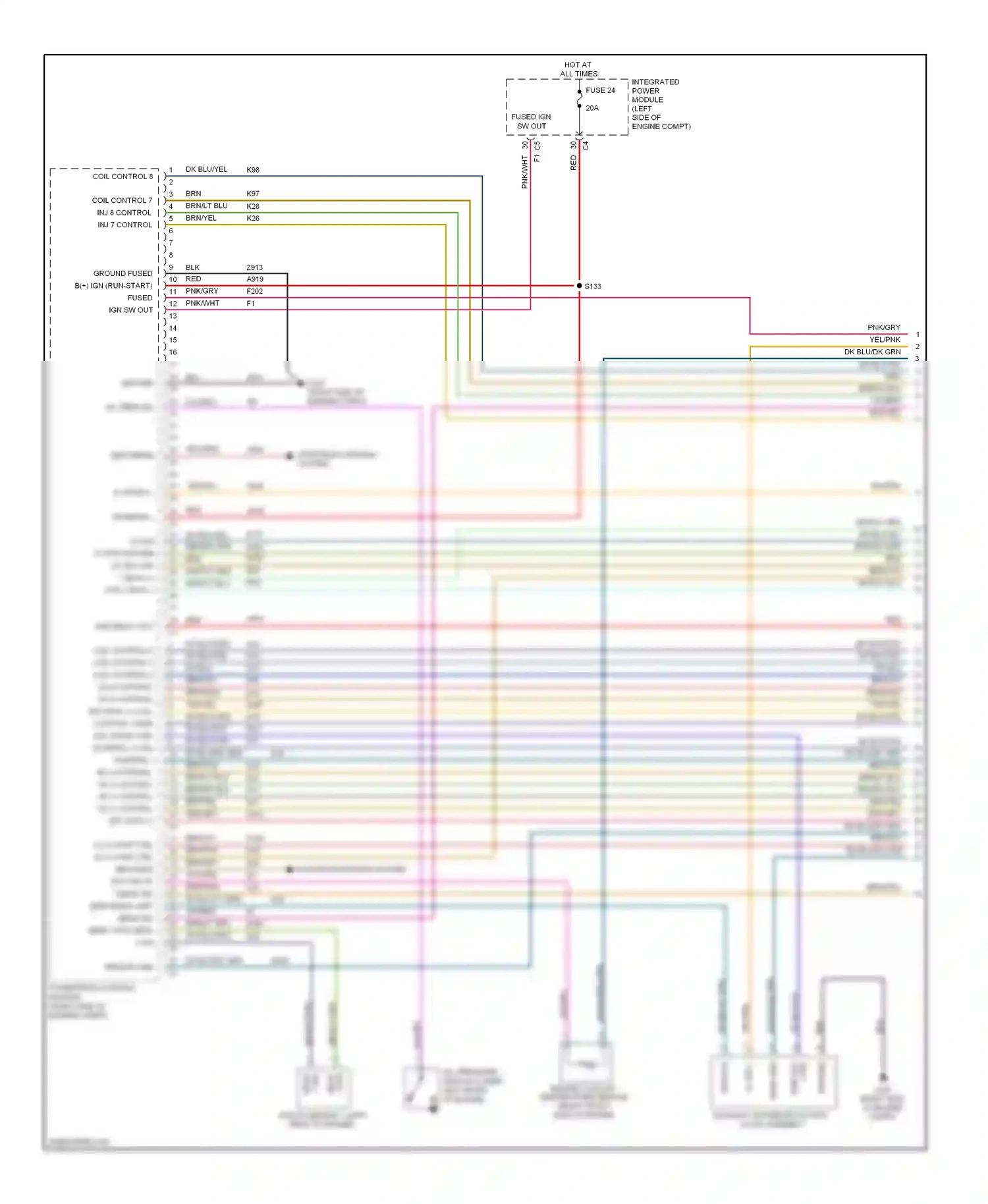 Dodge Dakota III facelift (2007-2011) engine coolant temperature sensor (right front side of engine) wiring diagram  (3 of 3)