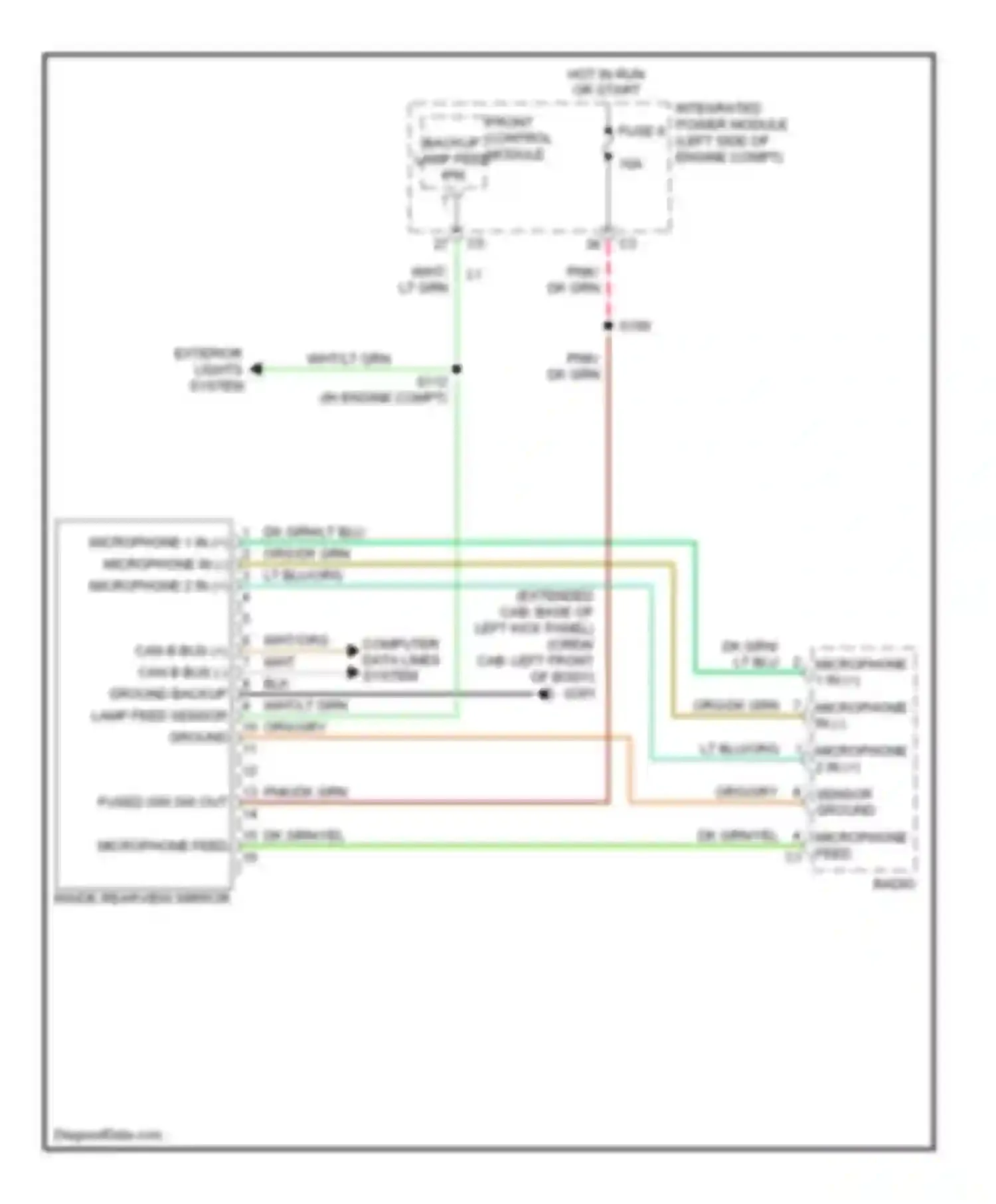 Wiring diagram front control module backup lamp feed ipm for Dodge Dakota III facelift (2007-2011) (1 of 1)