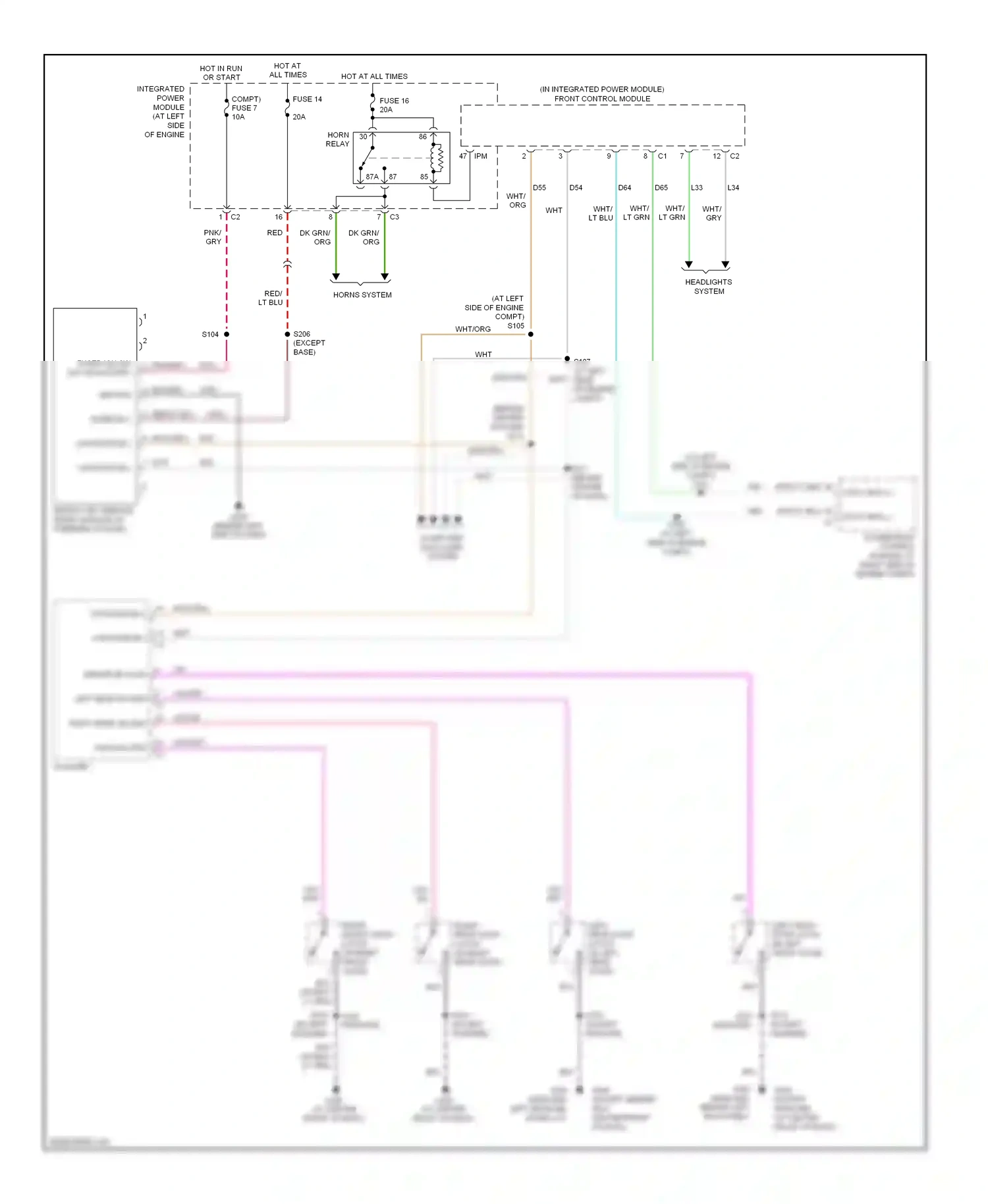Dodge Dakota III (2004-2007) (in integrated power module) front control module wiring diagram  (1 of 1)