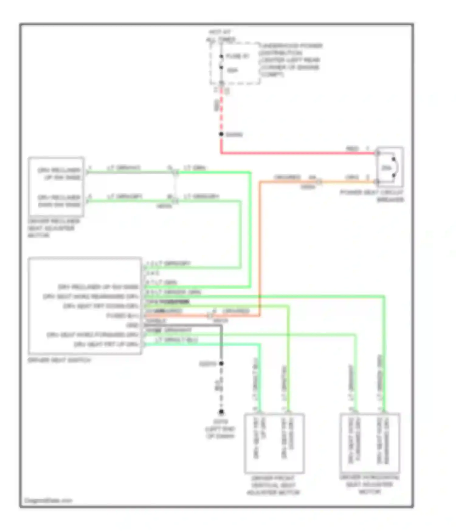 Wiring diagram driver front vertical seat adjuster motor for Dodge Dart PF (2012-2016) (1 of 1)