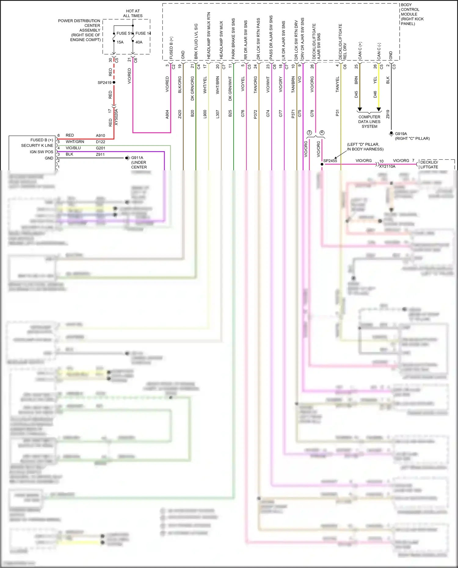Dodge Durango SRT III facelift 2 (2020-2024) occupant restraint controller module wiring diagram  (6 of 6)
