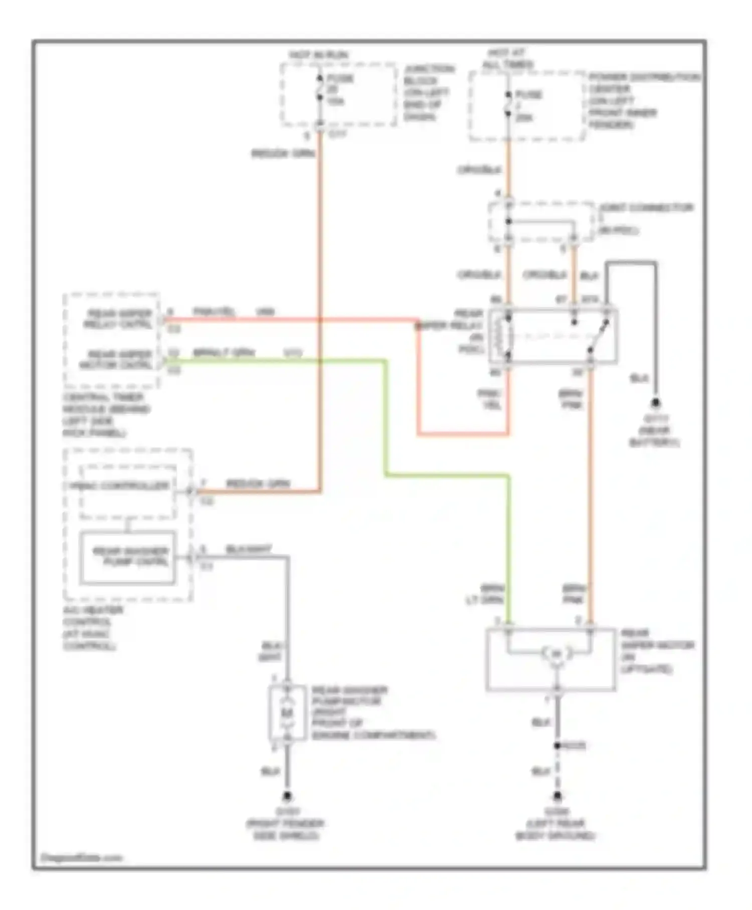 Durango Dodge I (1997-2003): Rear wiper/washer circuit