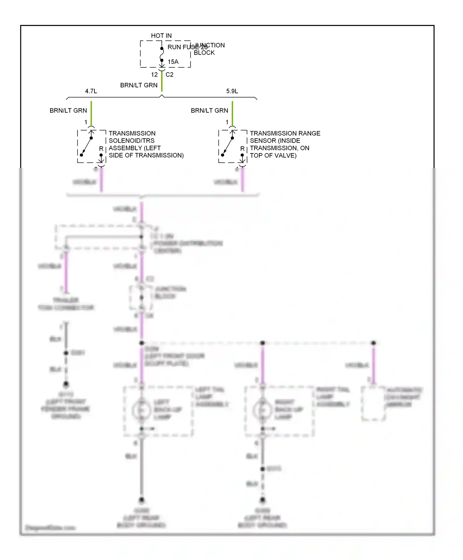 Dodge Durango I (1997-2003) automatic day/night mirror wiring diagram  (1 of 1)