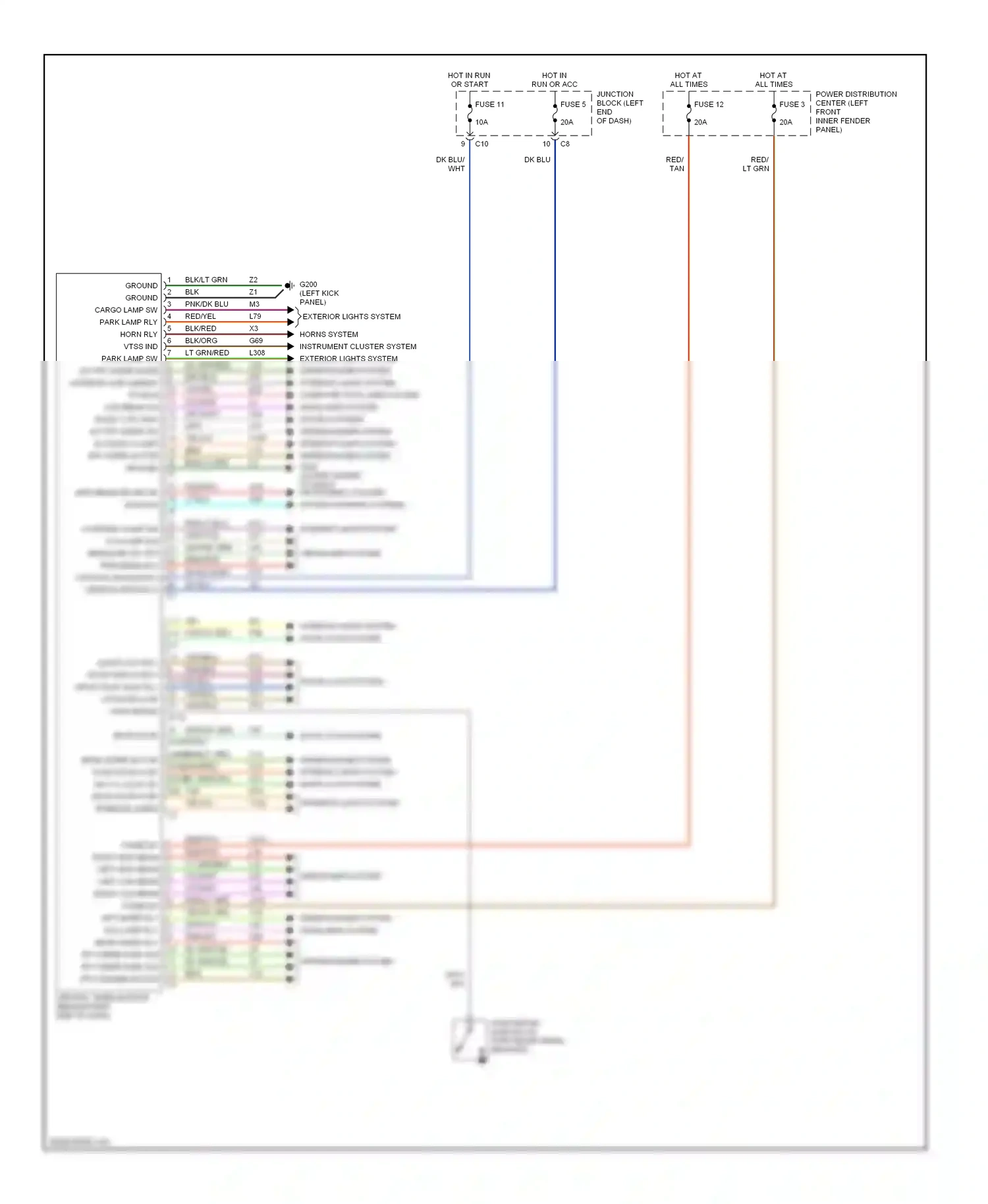 Dodge Durango I (1997-2003) blk/org wiring diagram  (3 of 9)