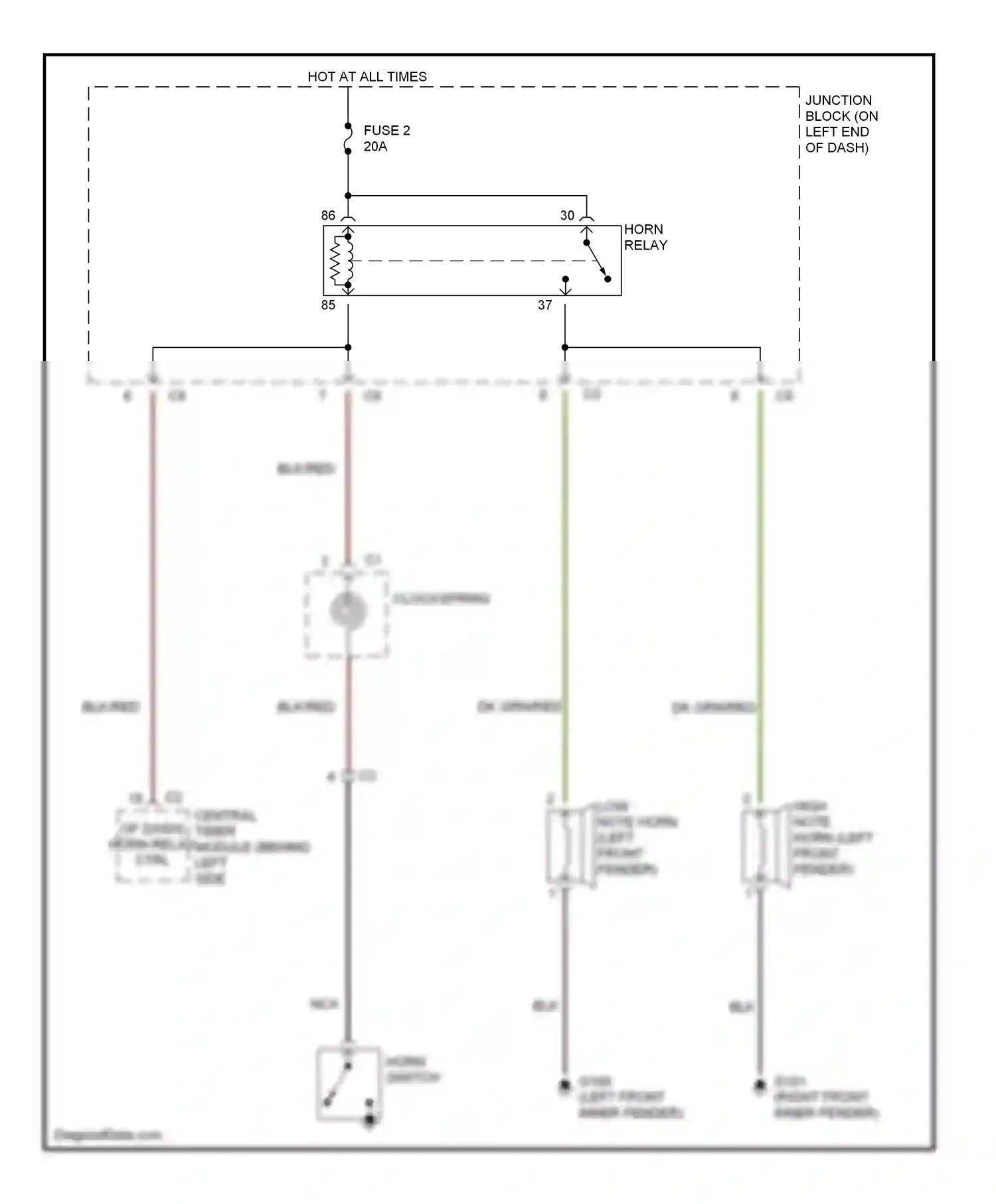 Dodge Durango I (1997-2003) clockspring wiring diagram  (2 of 3)