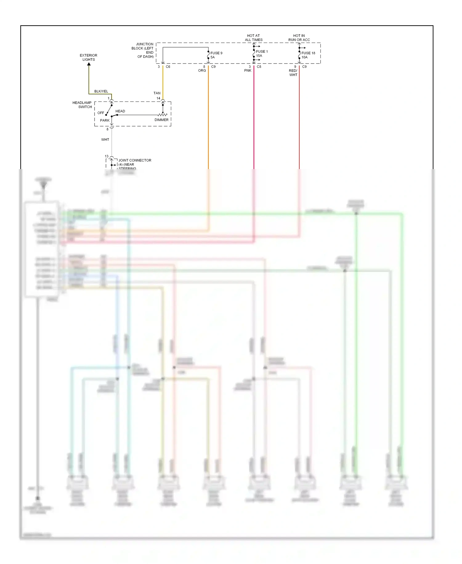 Dodge Durango I (1997-2003) dimmer wiring diagram  (1 of 1)