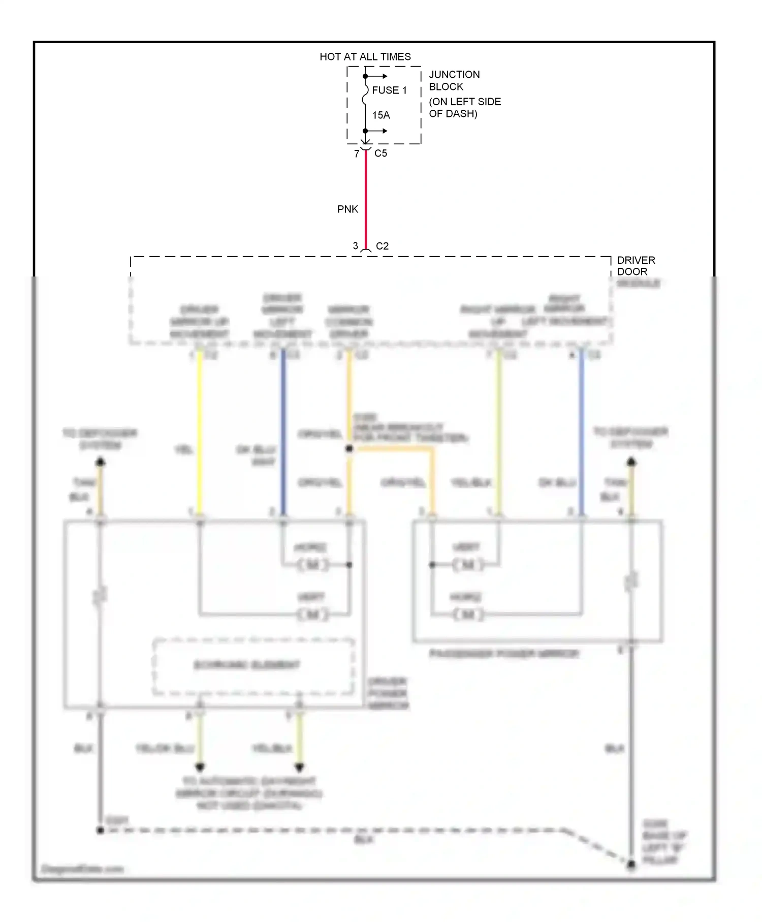 Dodge Durango I (1997-2003) driver mirror left movement wiring diagram  (1 of 1)