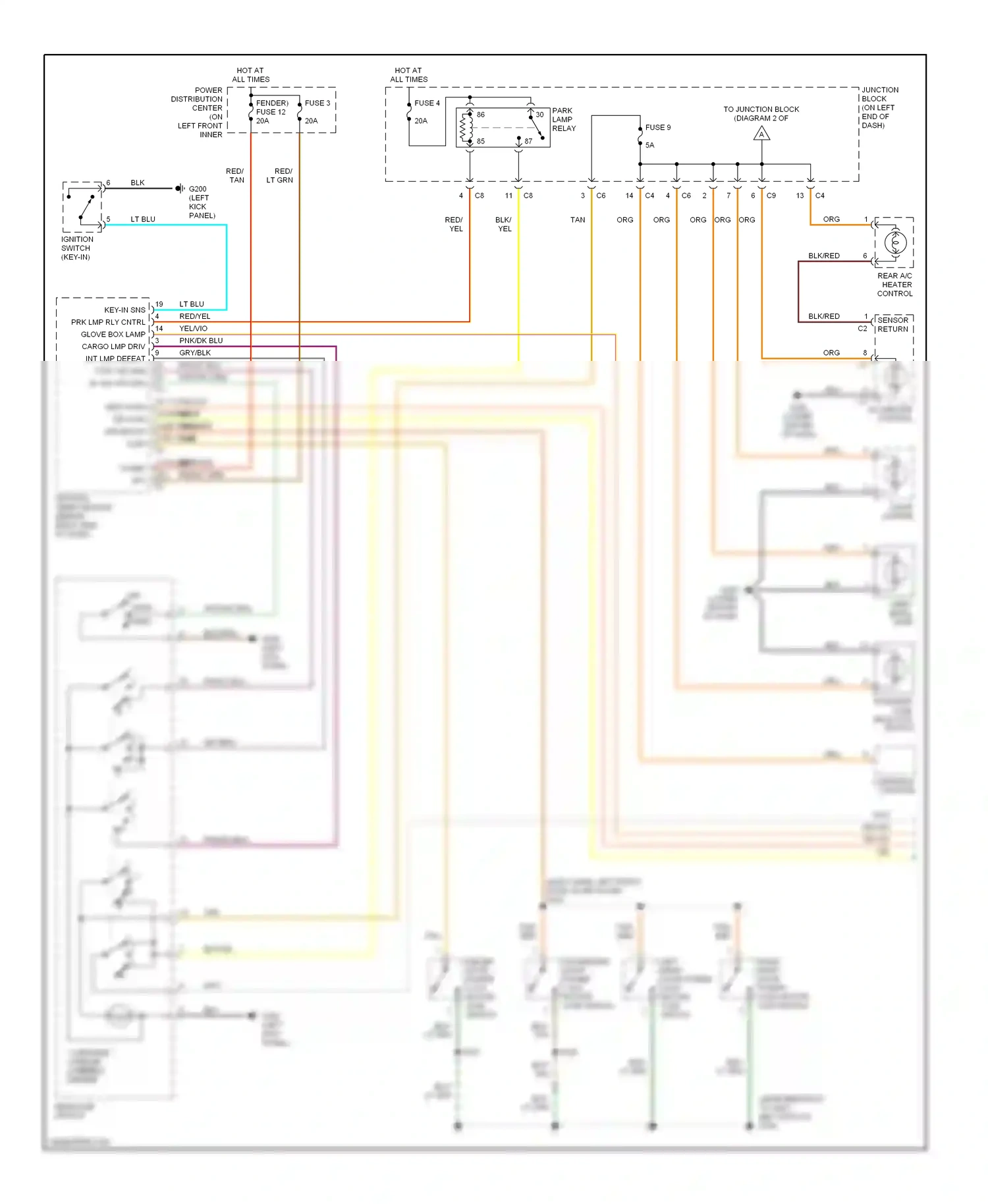 Dodge Durango I (1997-2003) headlamp switch wiring diagram  (5 of 6)