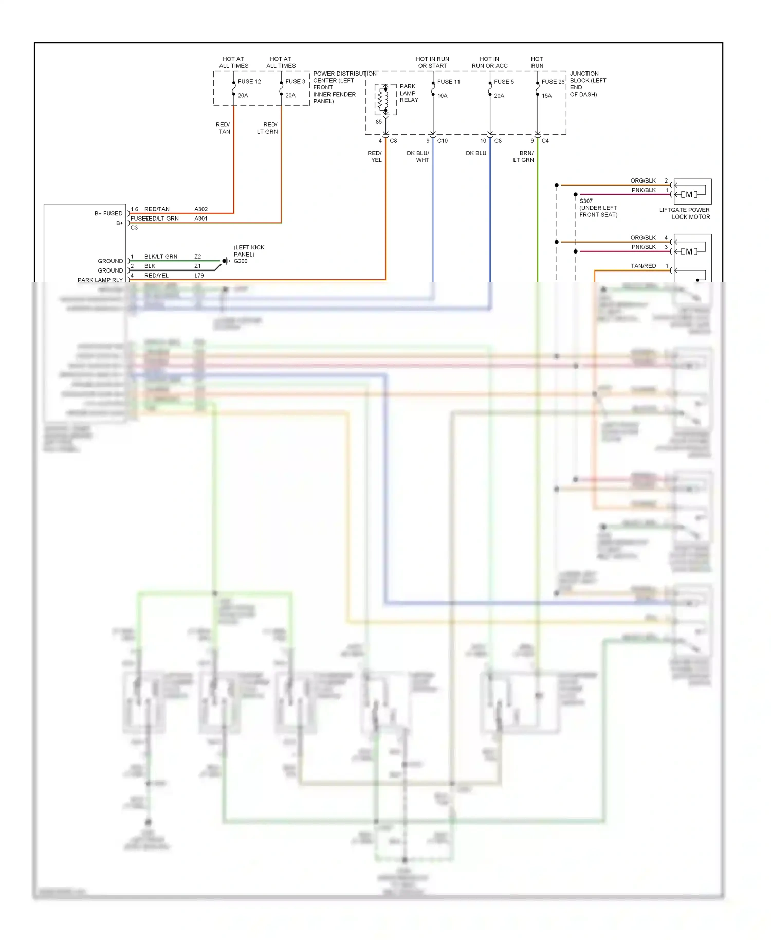 Dodge Durango I (1997-2003) (left kick panel) wiring diagram  (10 of 14)