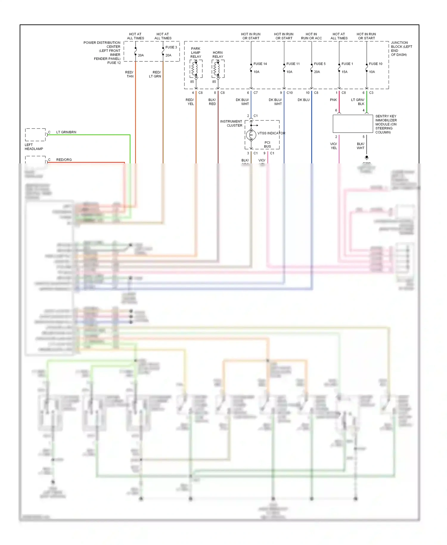 Dodge Durango I (1997-2003) (left kick panel) wiring diagram  (2 of 14)
