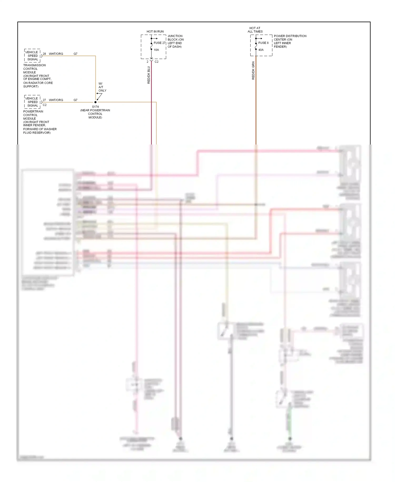 Dodge Durango I (1997-2003) red/dk blu wiring diagram  (1 of 2)