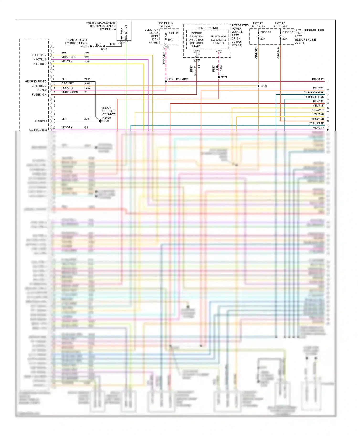 Dodge Durango II facelift (2006-2009) cluster wiring diagram  (10 of 28)