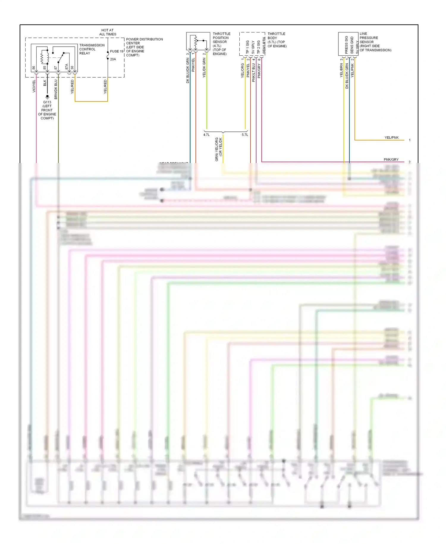 Dodge Durango II facelift (2006-2009) engine controls system wiring diagram  (2 of 5)