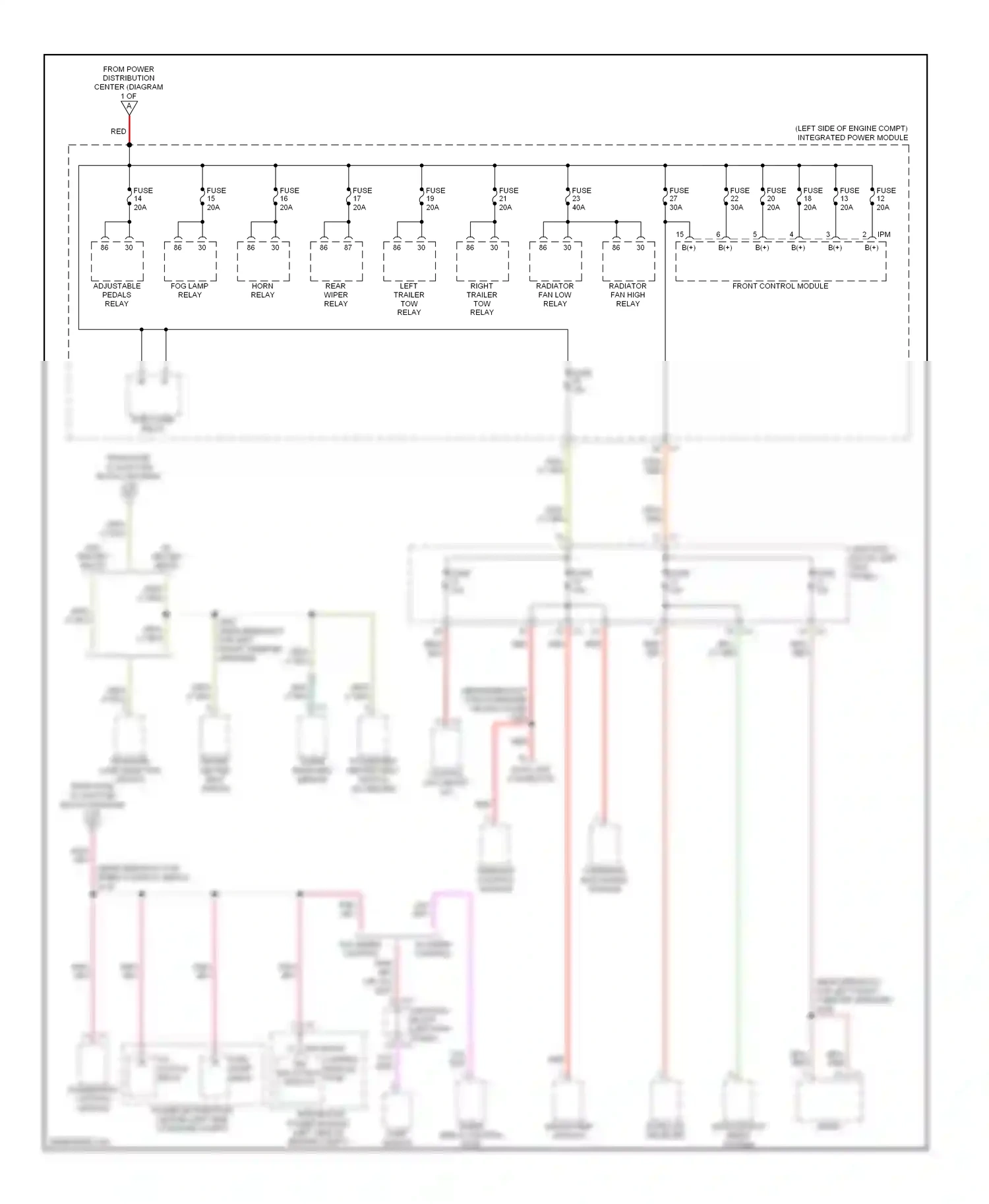 Dodge Durango II facelift (2006-2009) fuse panel wiring diagram  (1 of 1)