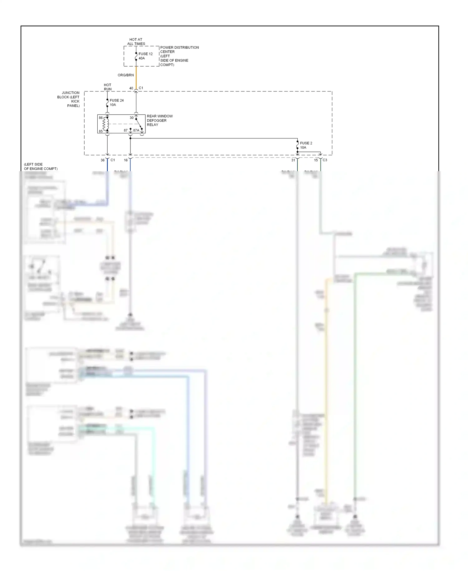 Dodge Durango II facelift (2006-2009) junction block (left kick panel) wiring diagram  (8 of 43)