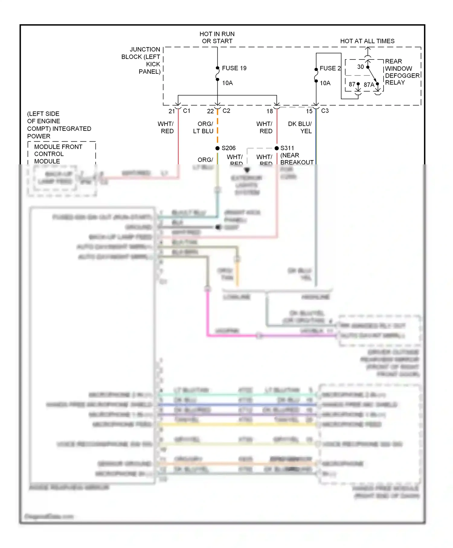 Dodge Durango II facelift (2006-2009) junction block (left kick panel) wiring diagram  (21 of 43)