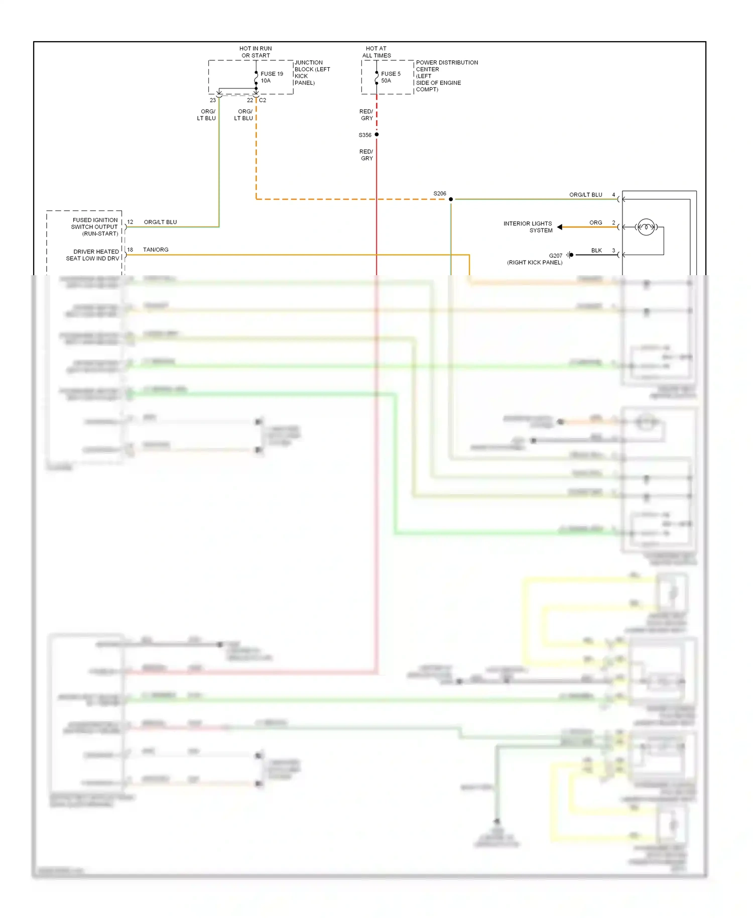 Dodge Durango II facelift (2006-2009) junction block (left kick panel) wiring diagram  (22 of 43)