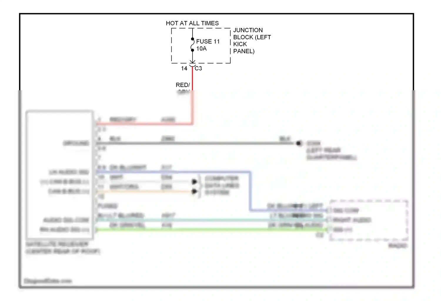 Dodge Durango II facelift (2006-2009) junction block (left kick panel) wiring diagram  (38 of 43)