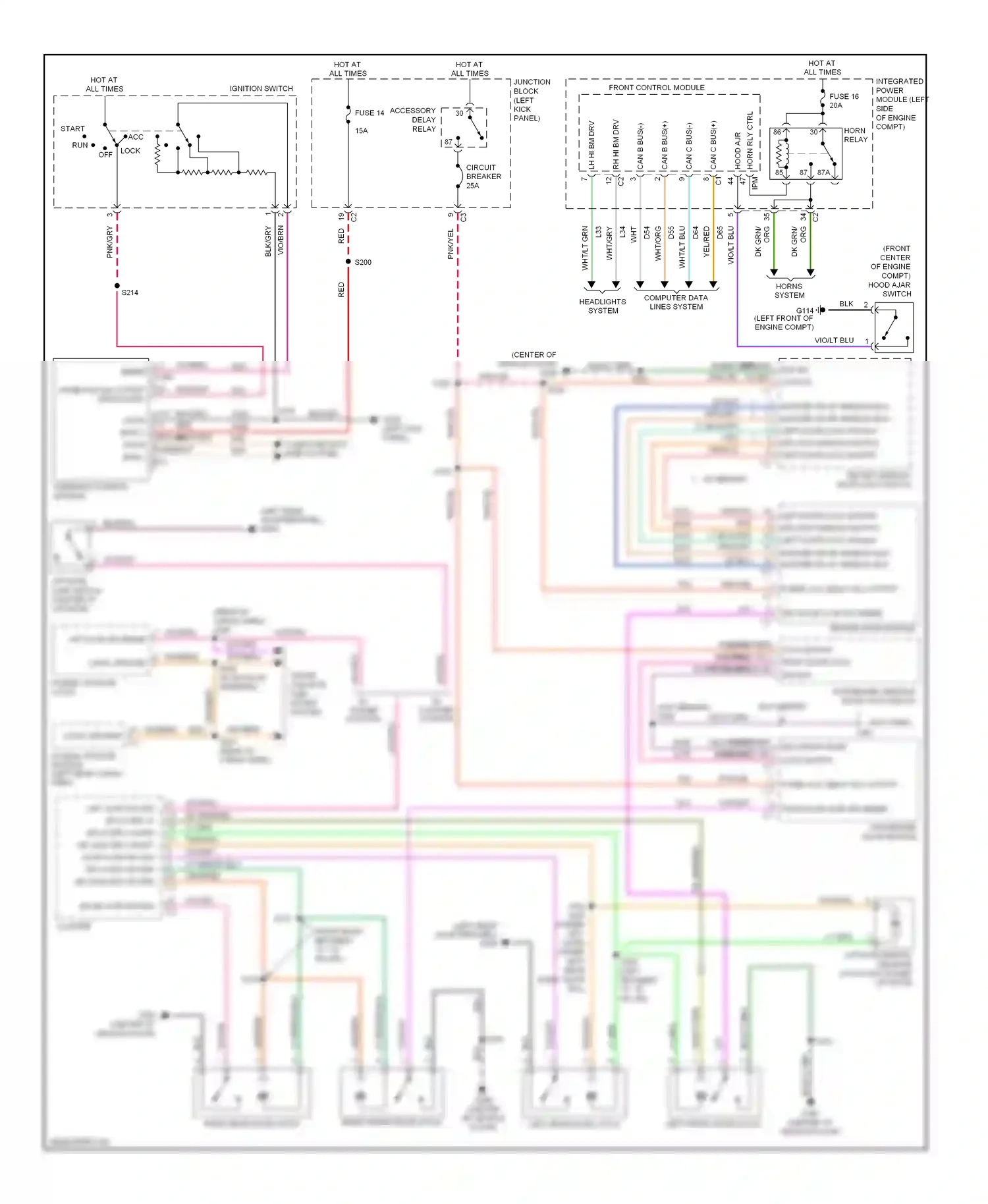 Dodge Durango II facelift (2006-2009) junction block (left kick panel) wiring diagram  (2 of 43)