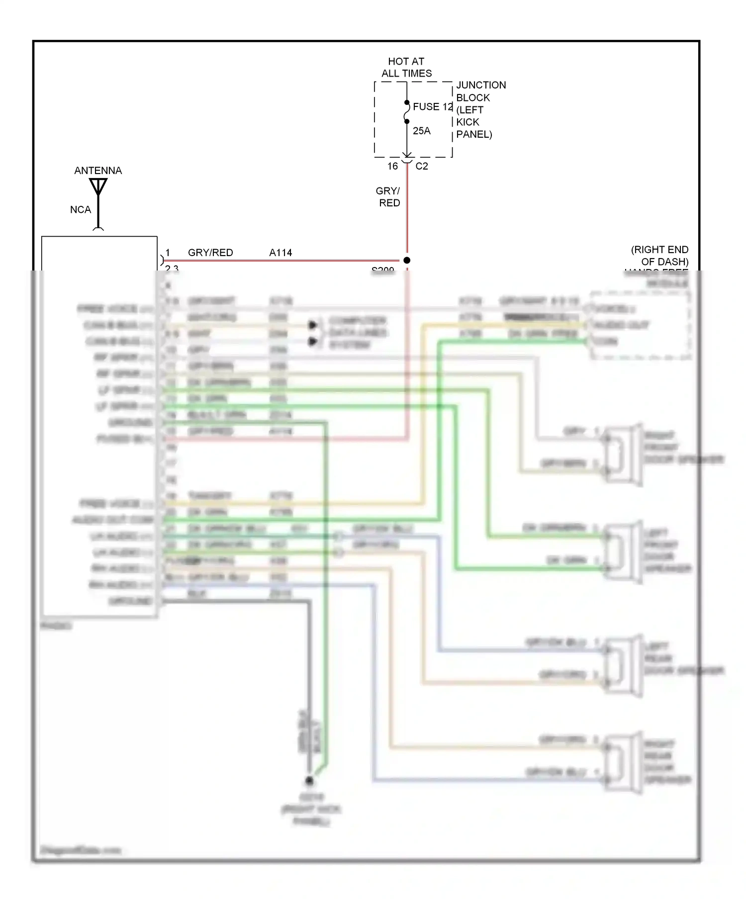 Dodge Durango II facelift (2006-2009) junction block (left kick panel) wiring diagram  (36 of 43)
