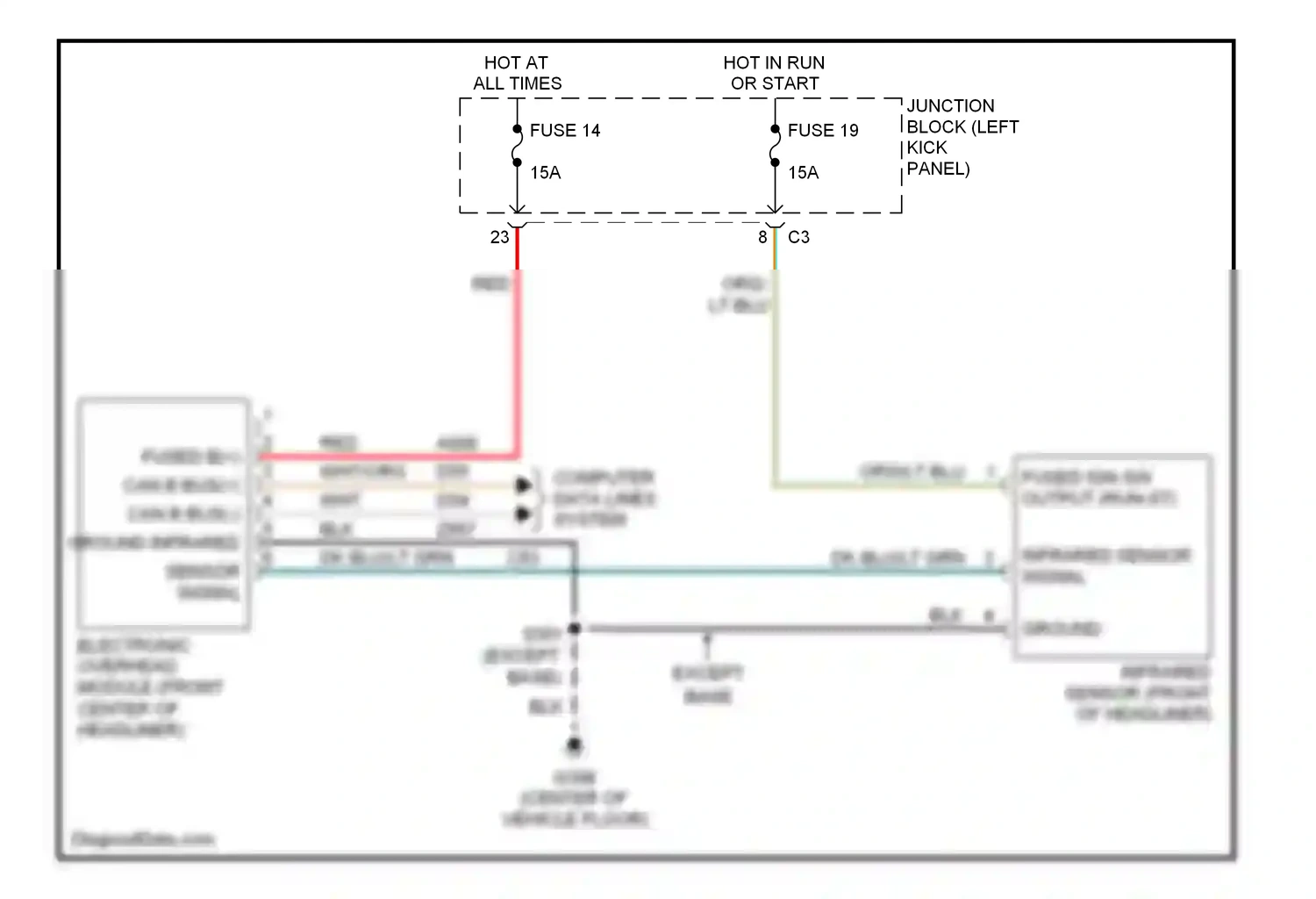 Dodge Durango II facelift (2006-2009) junction block (left kick panel) wiring diagram  (25 of 43)