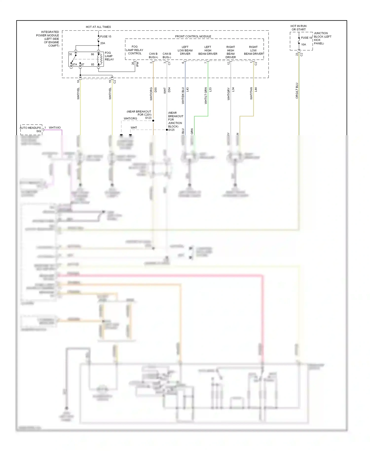 Dodge Durango II facelift (2006-2009) junction block (left kick panel) wiring diagram  (28 of 43)