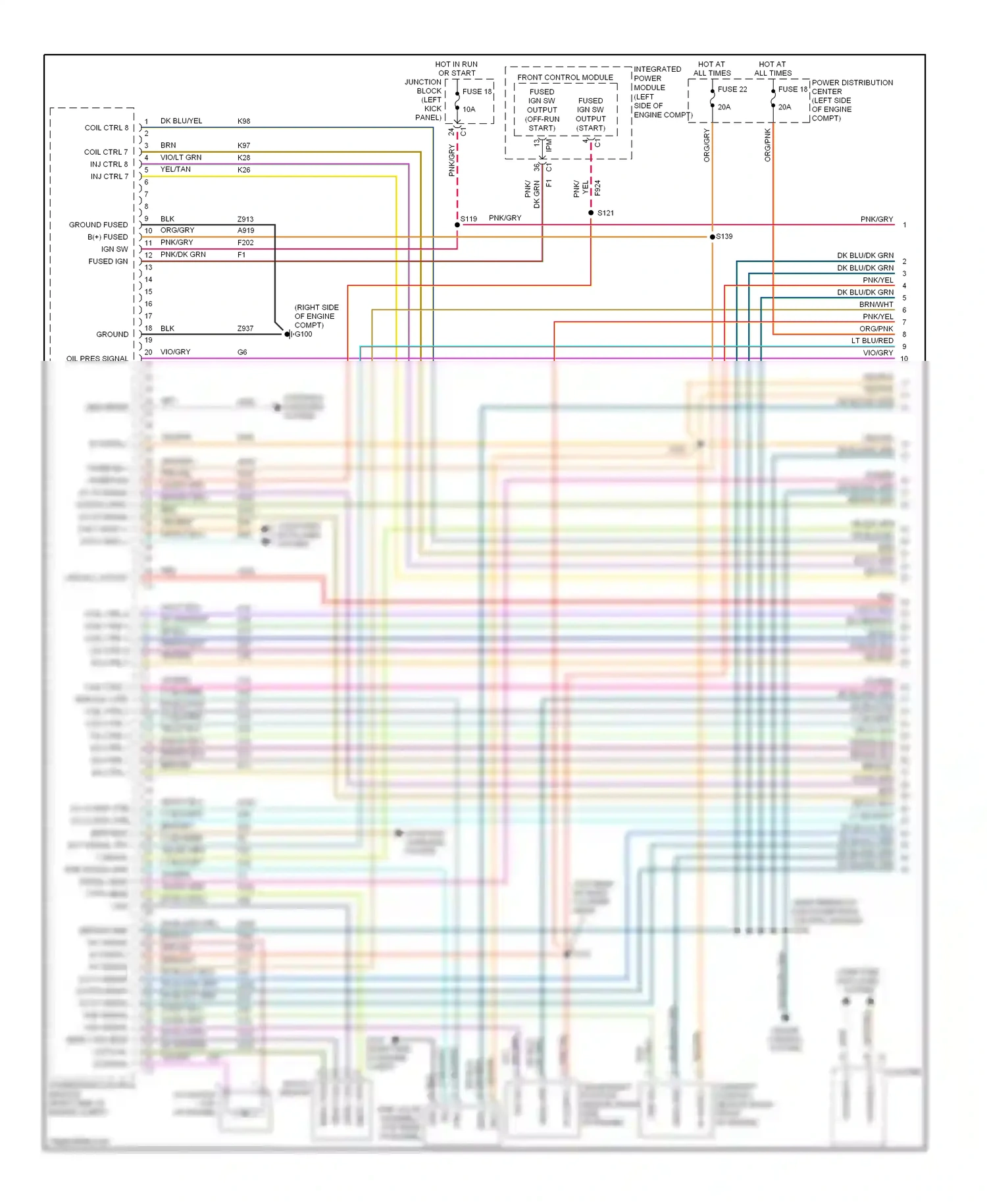 Dodge Durango II facelift (2006-2009) knock sensor wiring diagram  (2 of 3)