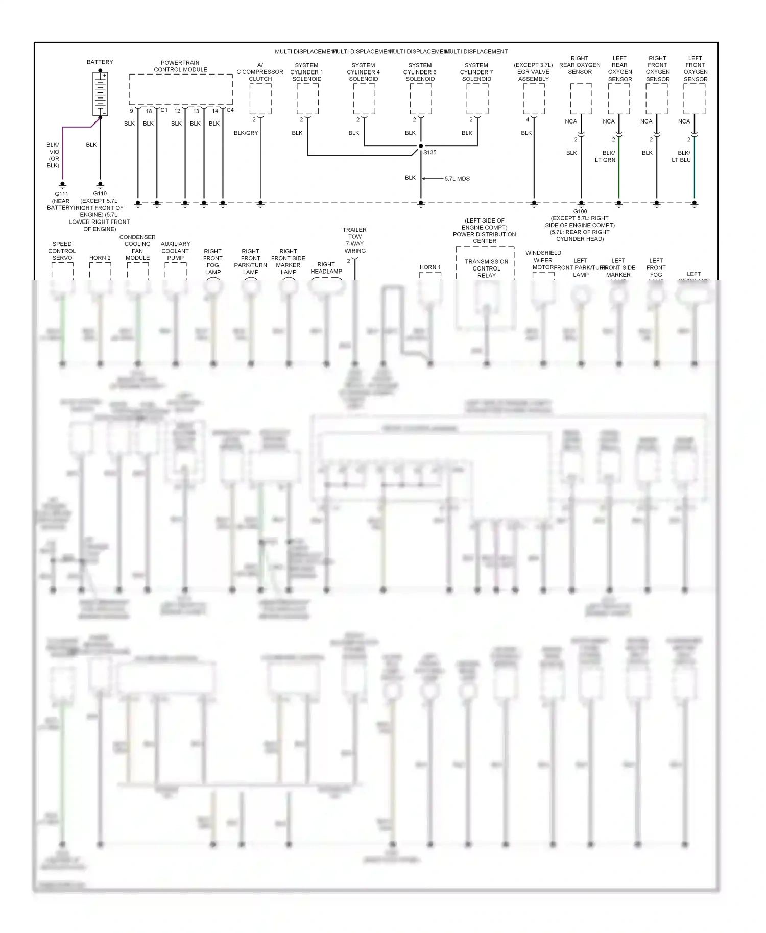 Dodge Durango II facelift (2006-2009) left front oxygen wiring diagram  (1 of 1)