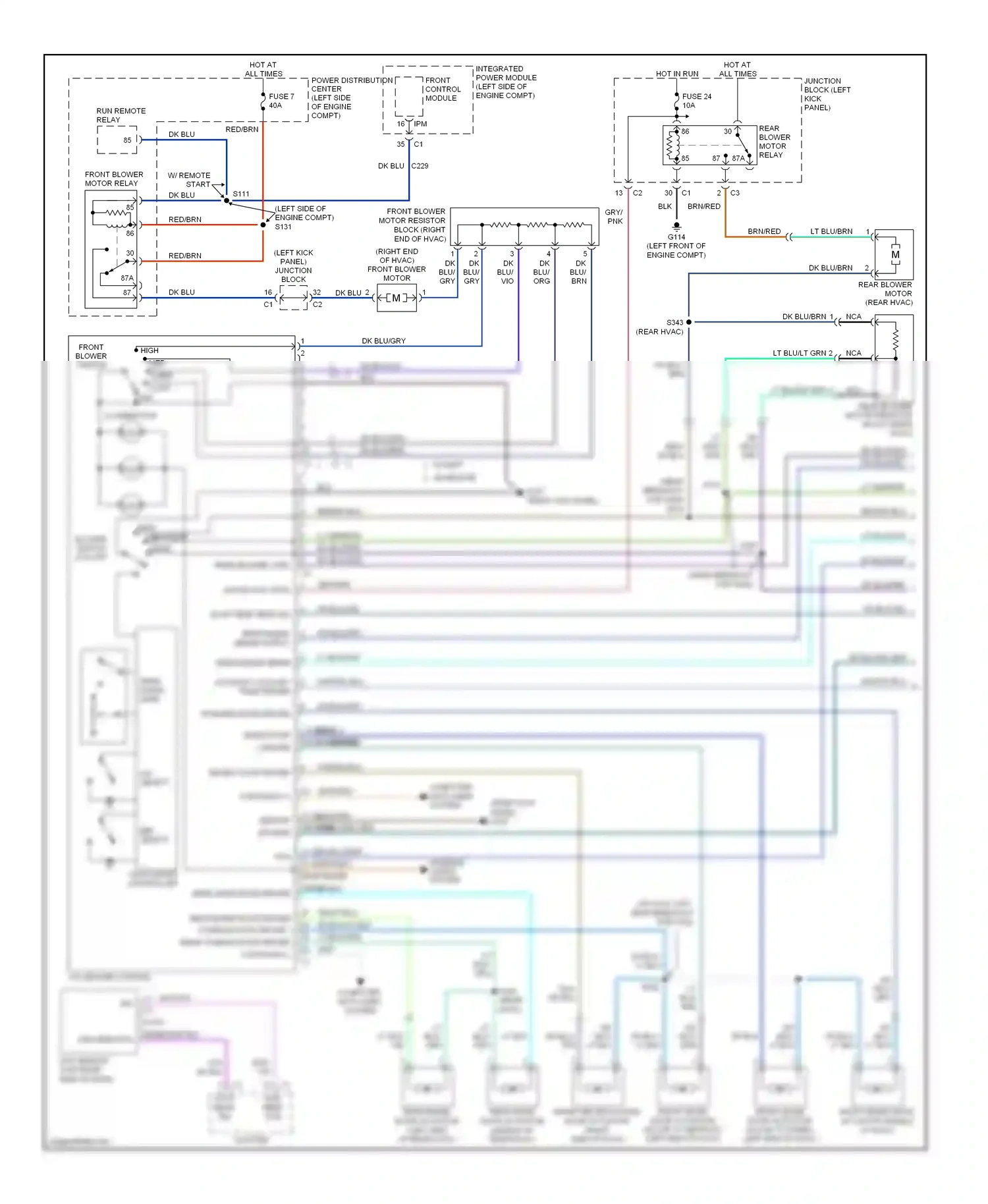 Dodge Durango II facelift (2006-2009) (left kick panel) junction block wiring diagram  (2 of 3)