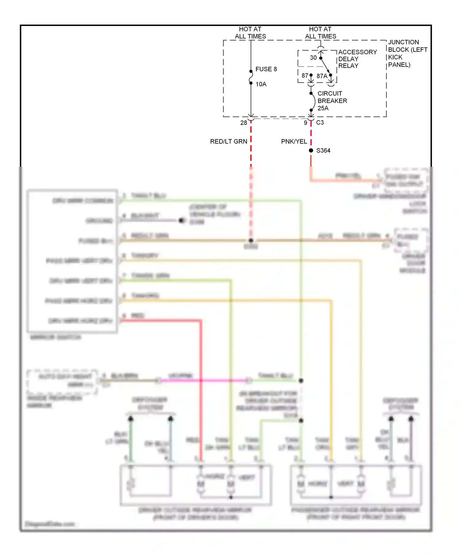 Dodge Durango II facelift (2006-2009) mirror switch wiring diagram  (2 of 2)