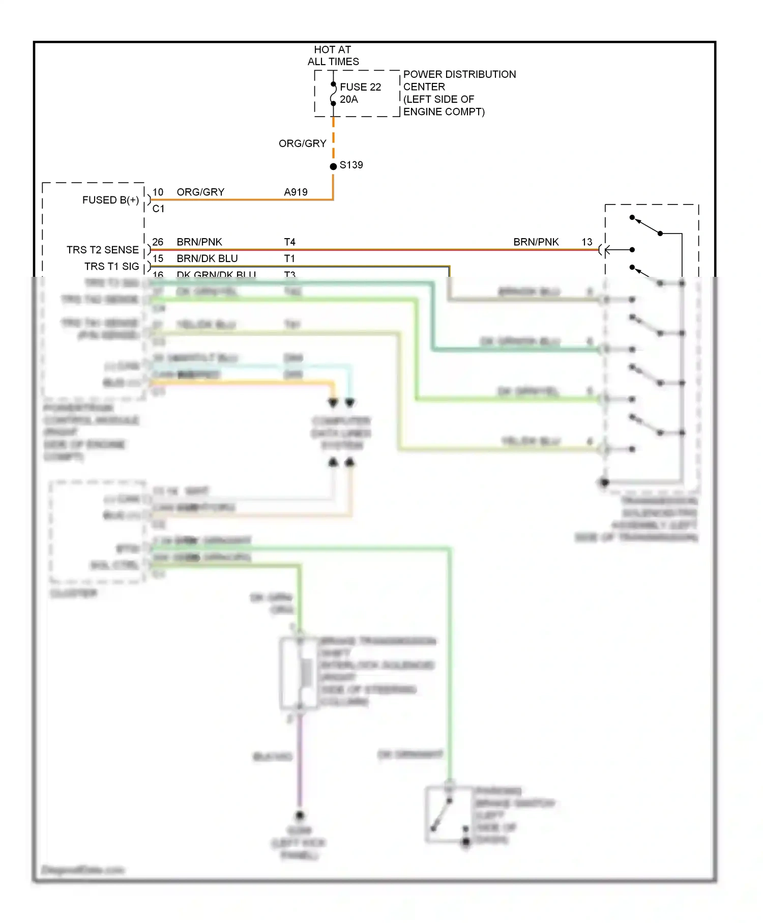 Dodge Durango II facelift (2006-2009) powertrain control module (right side of engine compt) wiring diagram  (12 of 23)