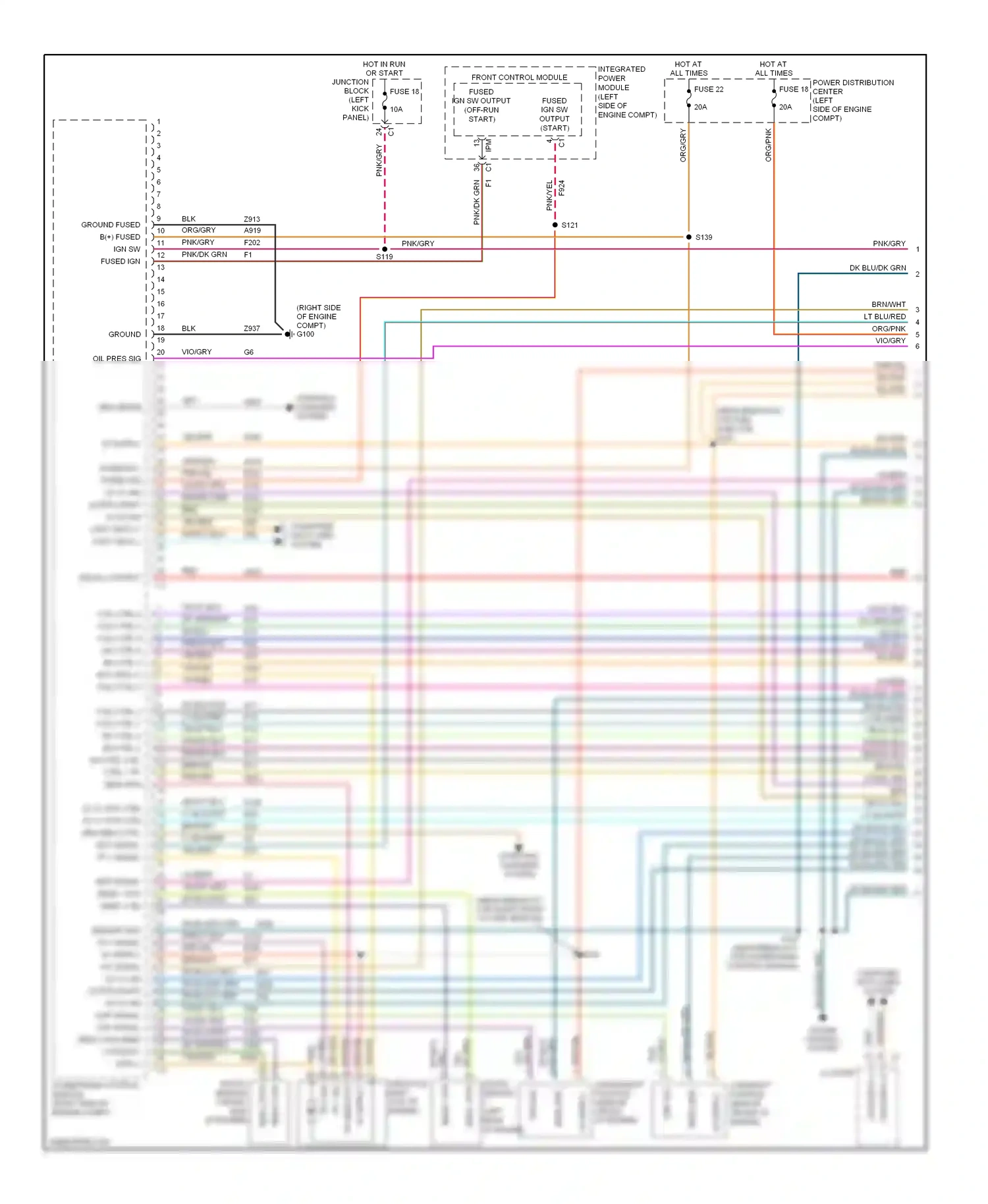 Dodge Durango II facelift (2006-2009) powertrain control module (right side of engine compt) wiring diagram  (5 of 23)