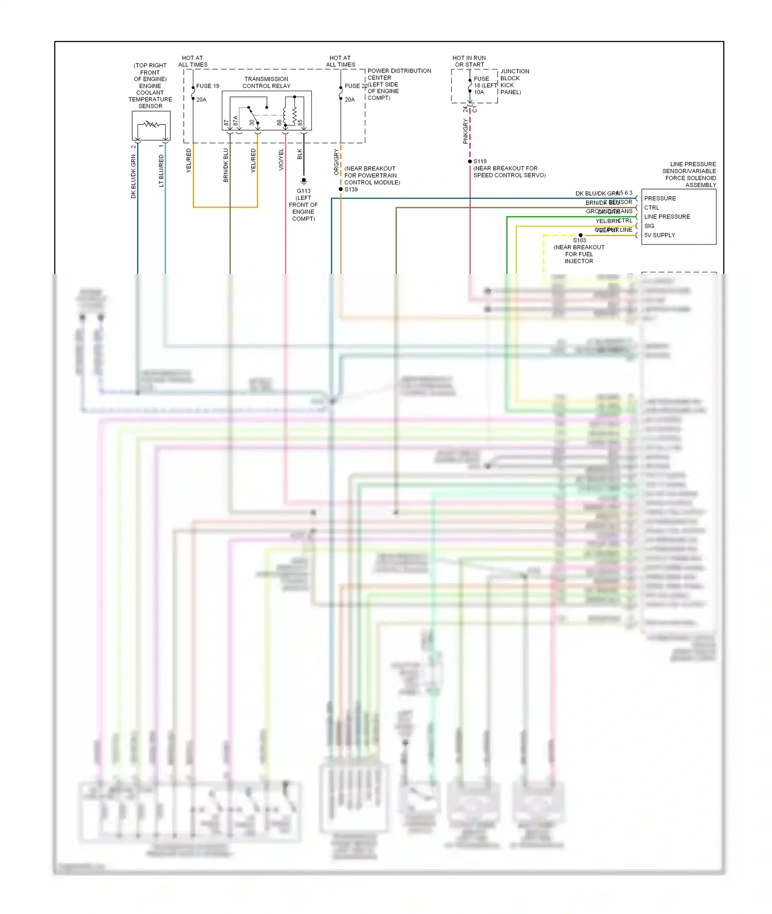 Dodge Durango II facelift (2006-2009) powertrain control module (right side of engine compt) wiring diagram  (21 of 23)