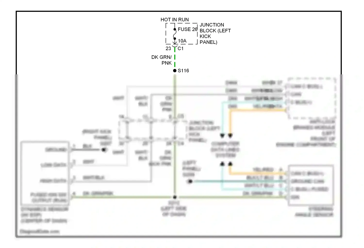 Dodge Durango II facelift (2006-2009) (right kick panel) wiring diagram  (4 of 13)