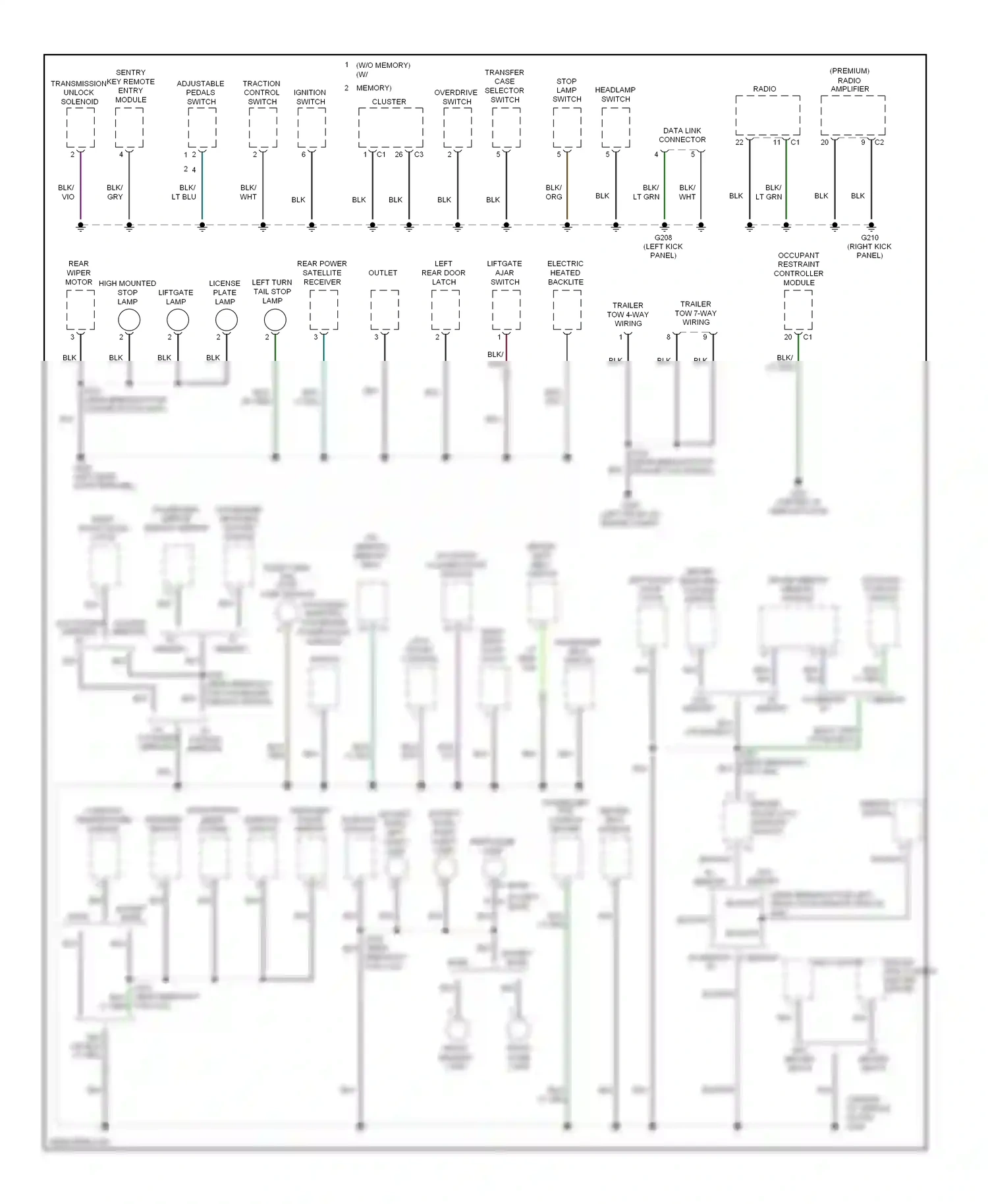 Dodge Durango II (2003-2006) adjustable pedals wiring diagram  (1 of 1)