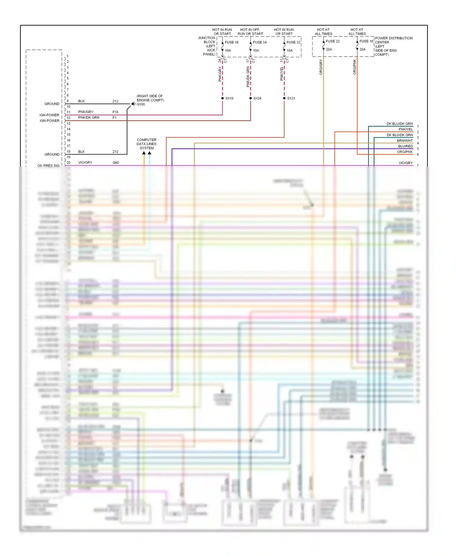 Dodge Durango II (2003-2006) can c bus (+) can c bus (-) sci transmit sci transmit wiring diagram  (1 of 3)
