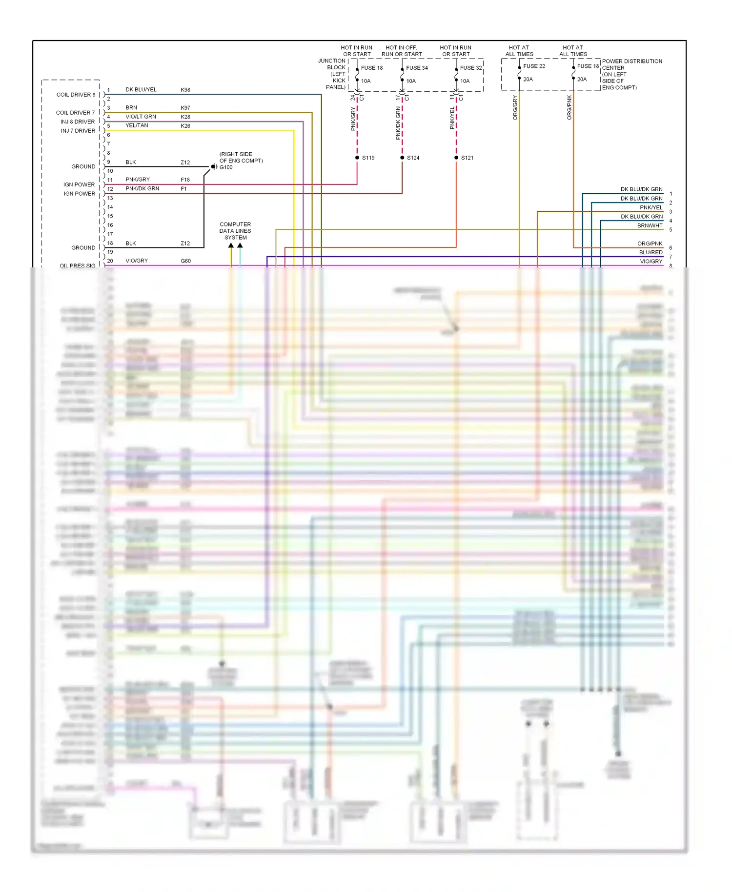 Dodge Durango II (2003-2006) crankshaft position sensor wiring diagram  (1 of 1)