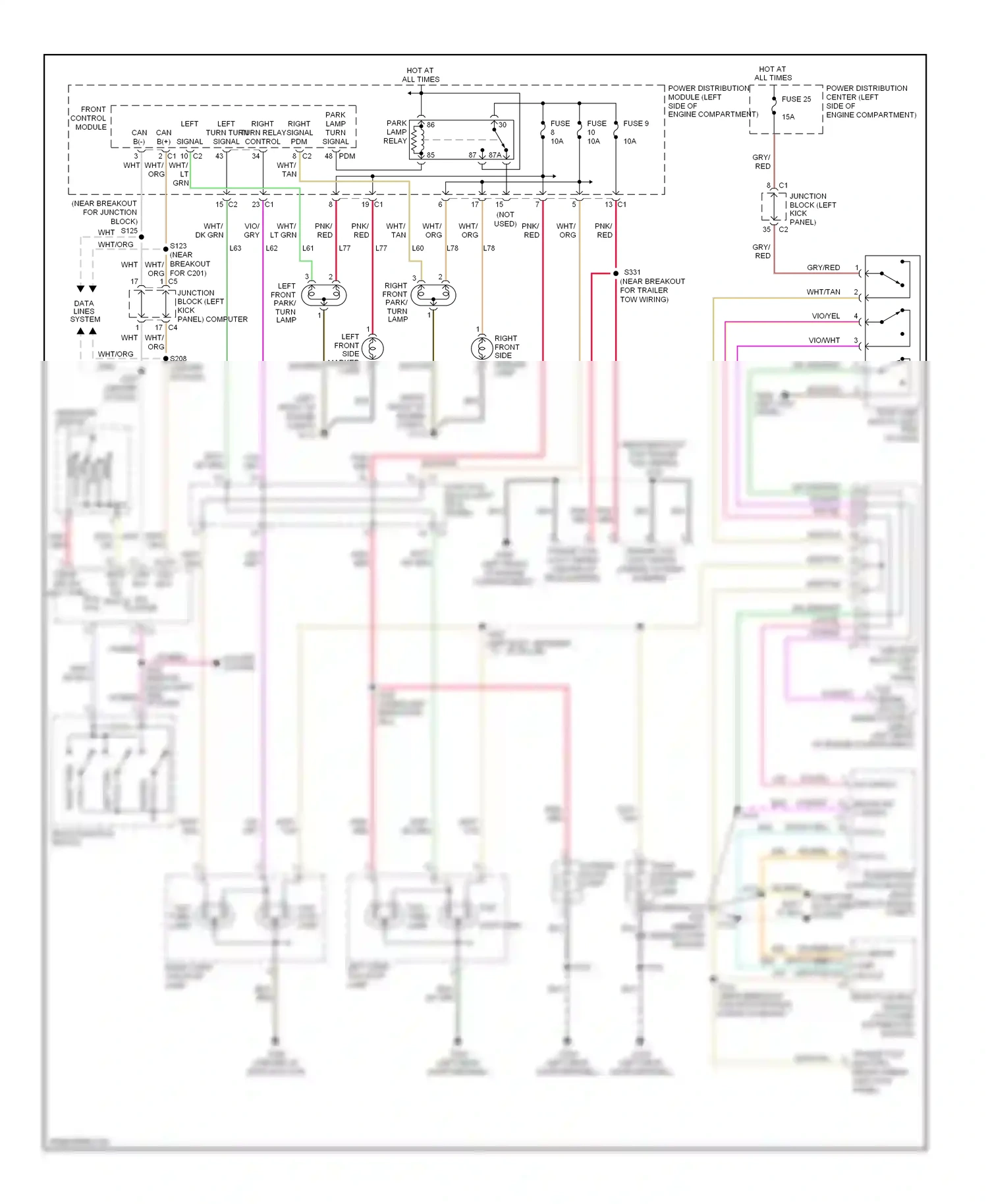 Dodge Durango II (2003-2006) head wiring diagram  (1 of 2)