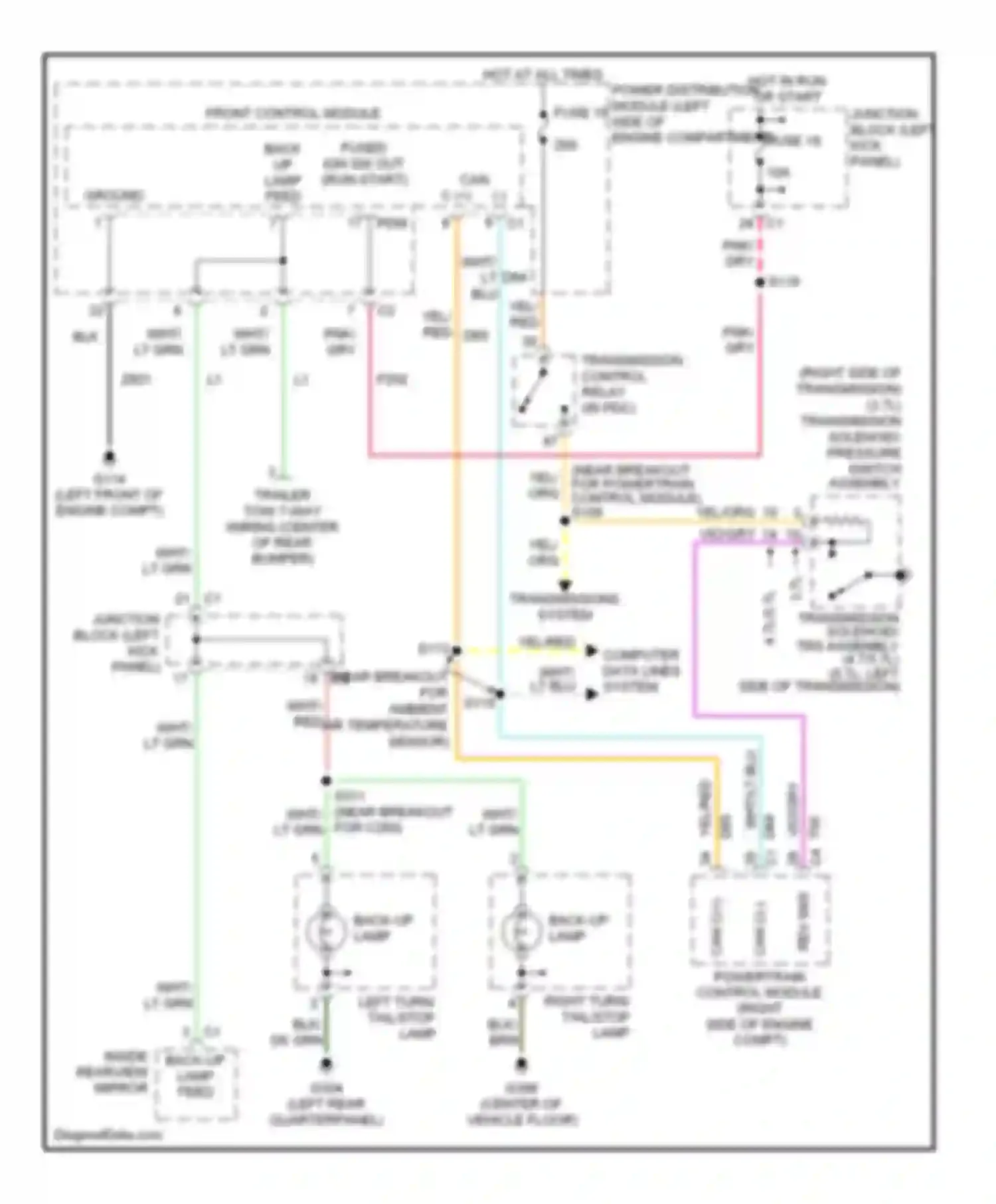 Wiring diagram inside rearview mirror back- up lamp feed for Dodge Durango II (2003-2006) (1 of 1)