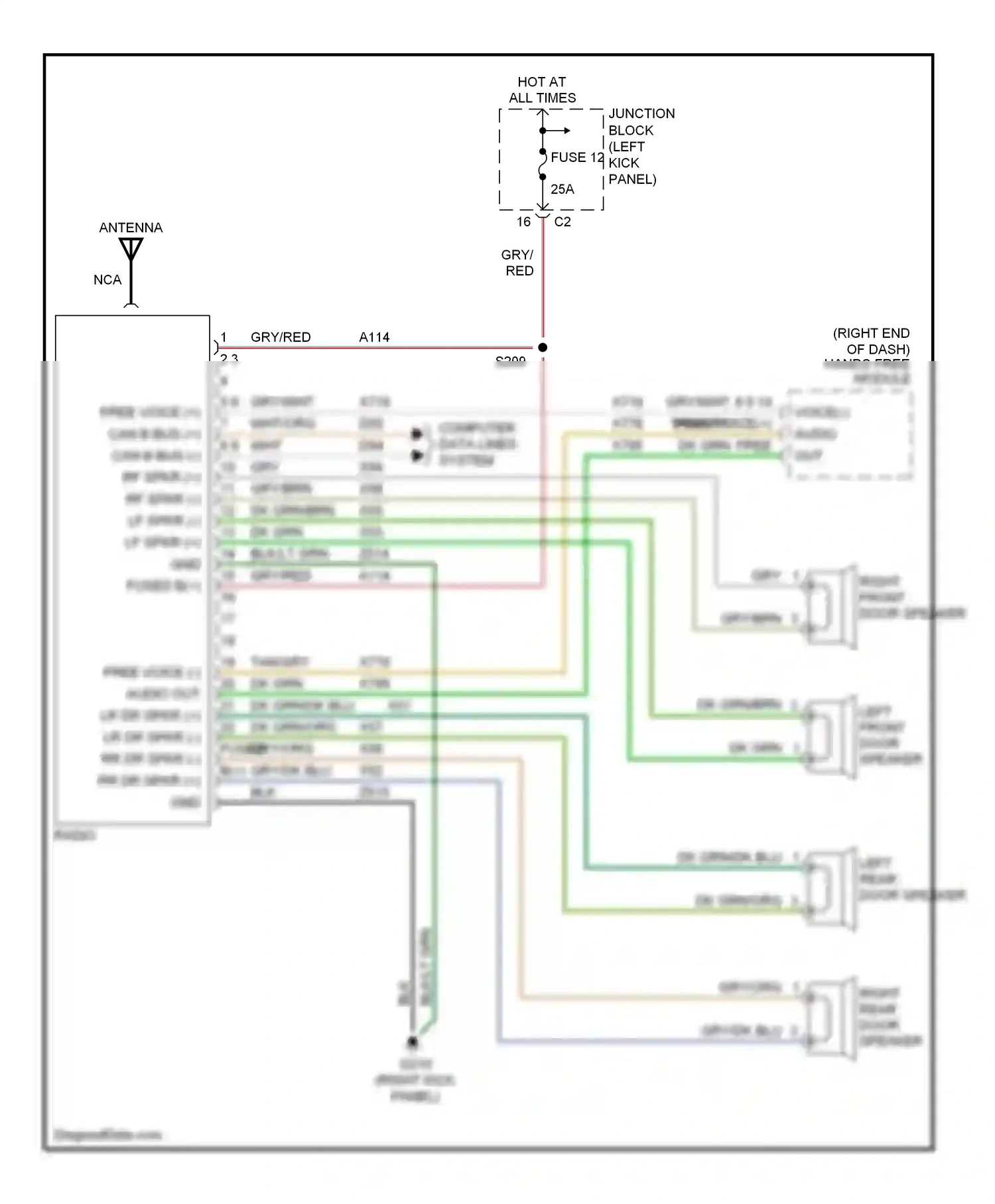 Dodge Durango II (2003-2006) junction block (left kick panel) wiring diagram  (31 of 35)
